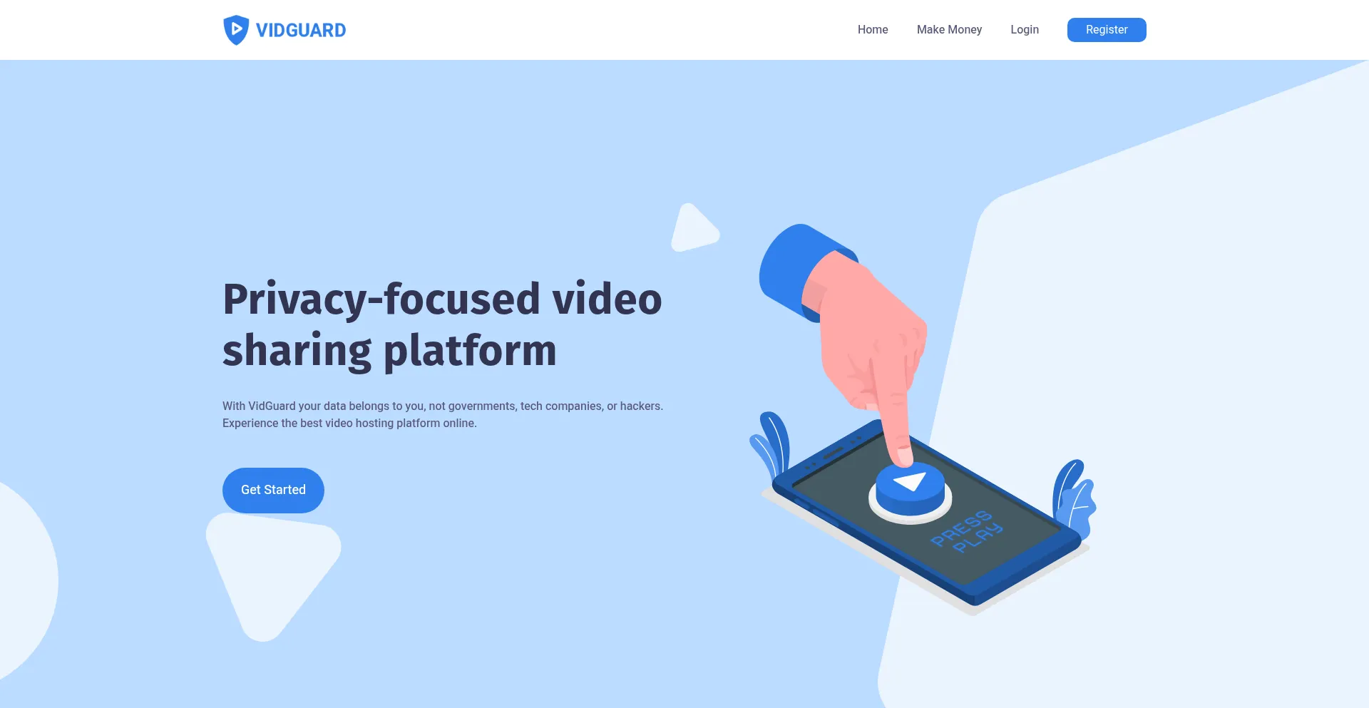 Website screenshot of Vidguard.to