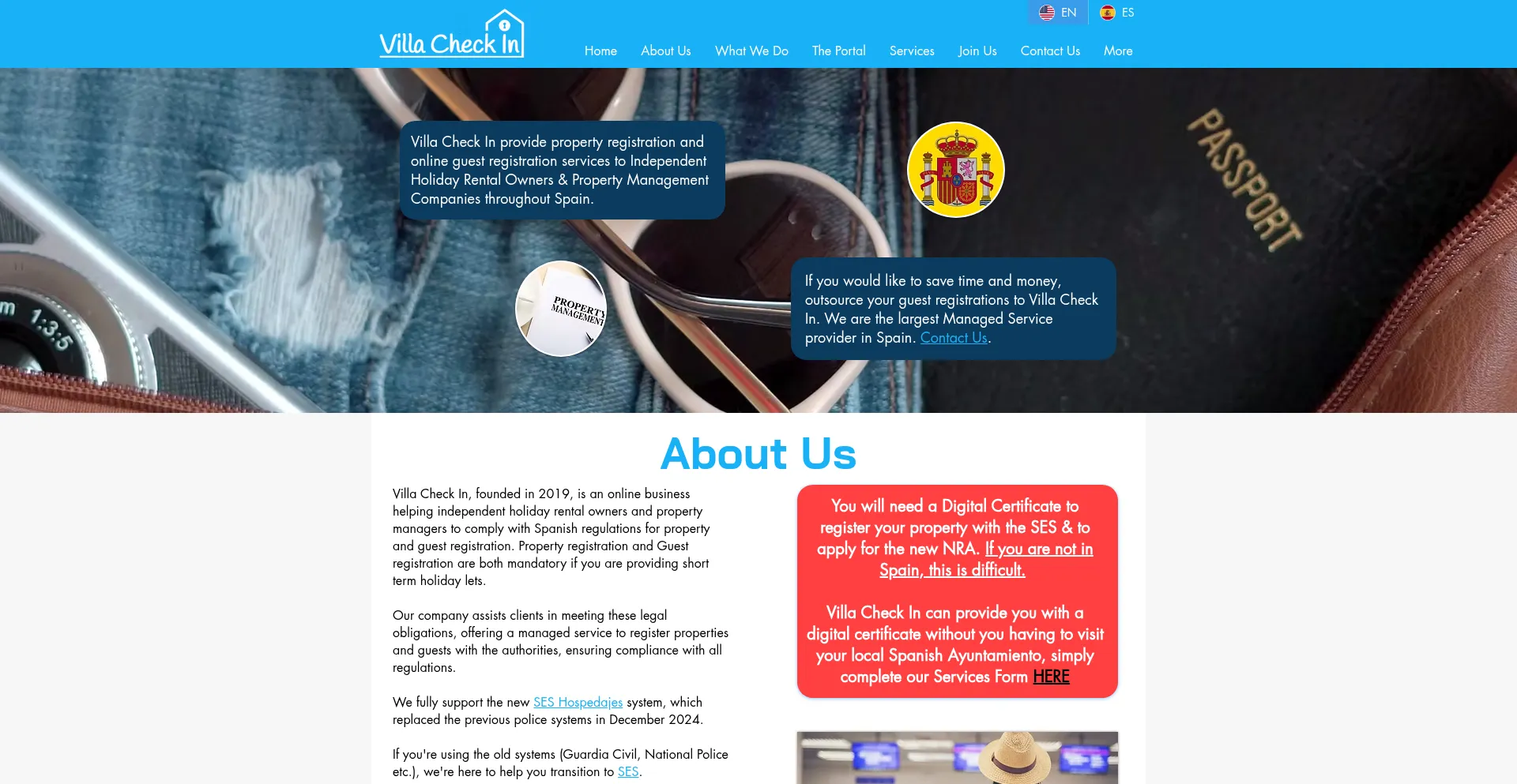 Website screenshot of Villacheckin.com