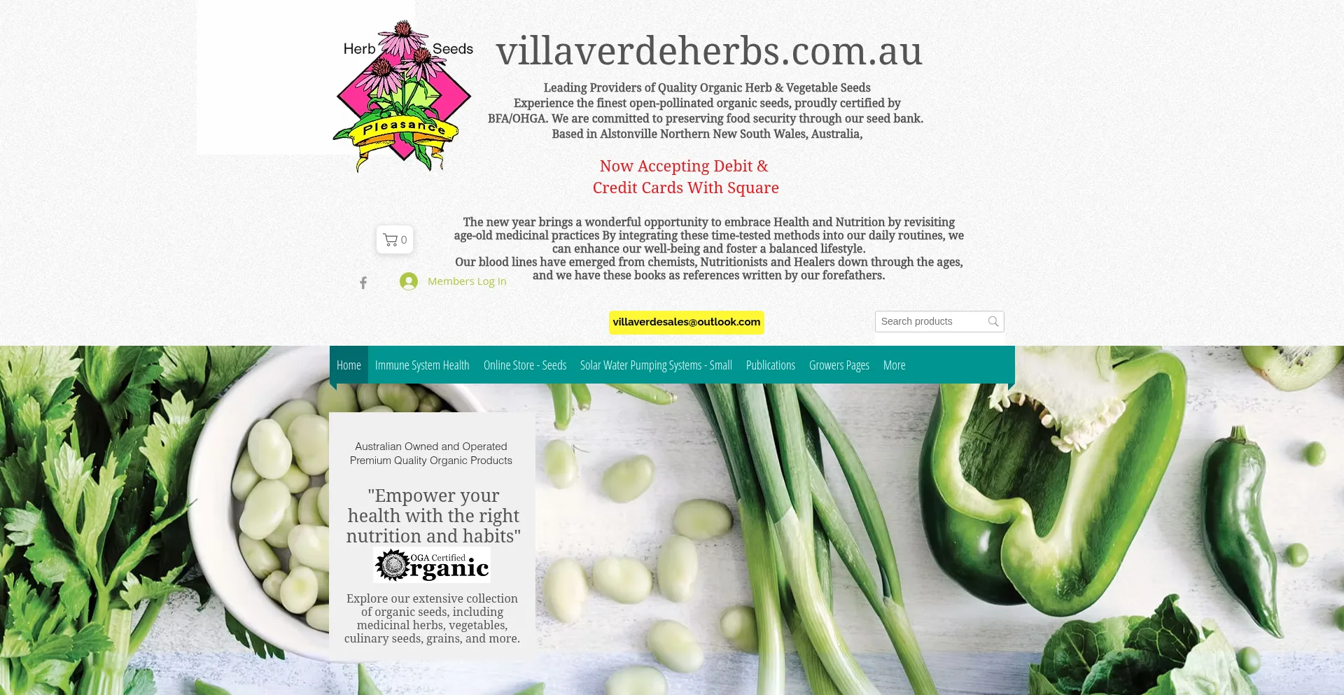 Website screenshot of Villaverdeherbs.com.au