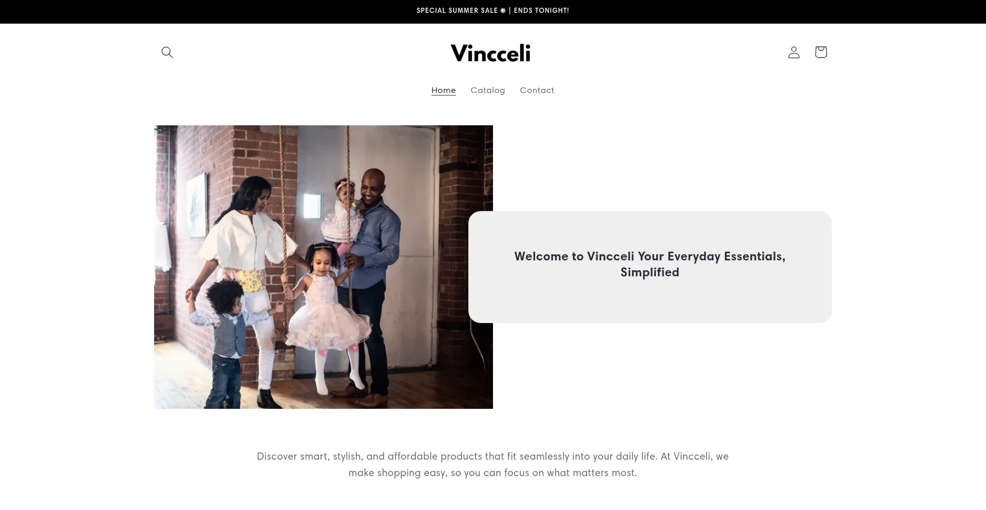 Website screenshot of Vincceli.shop