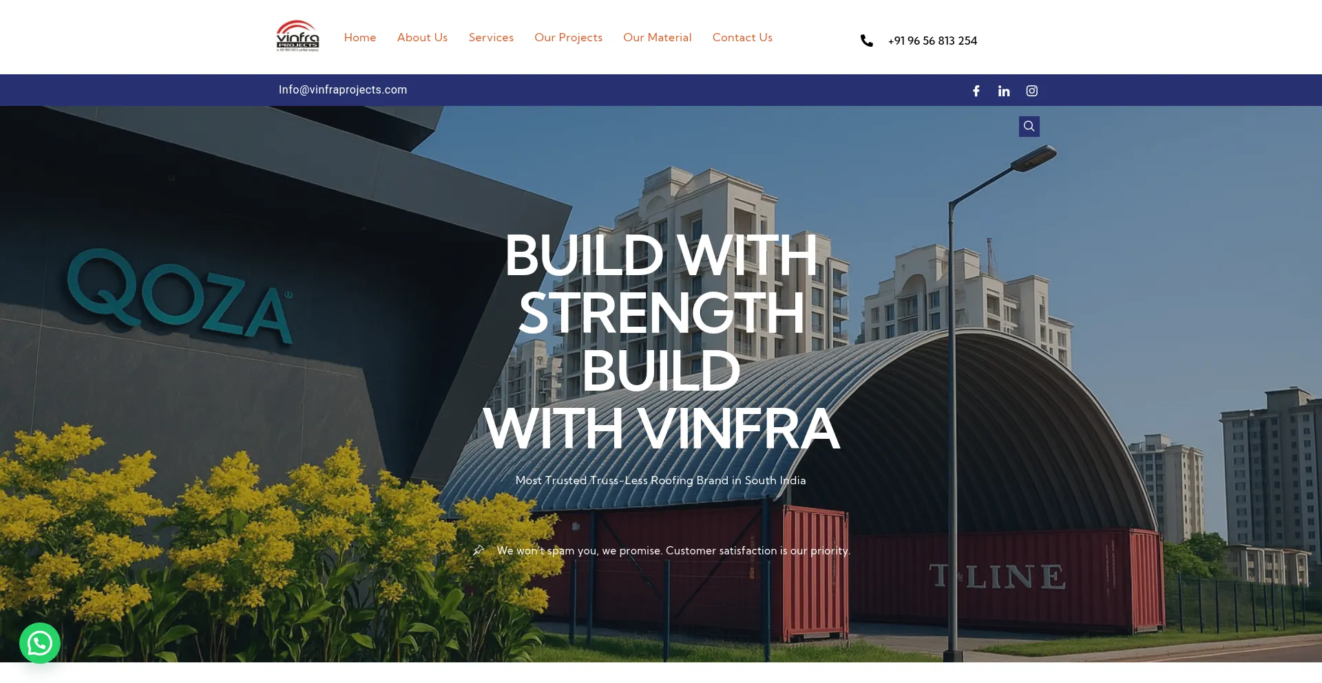 Website screenshot of Vinfraprojects.com