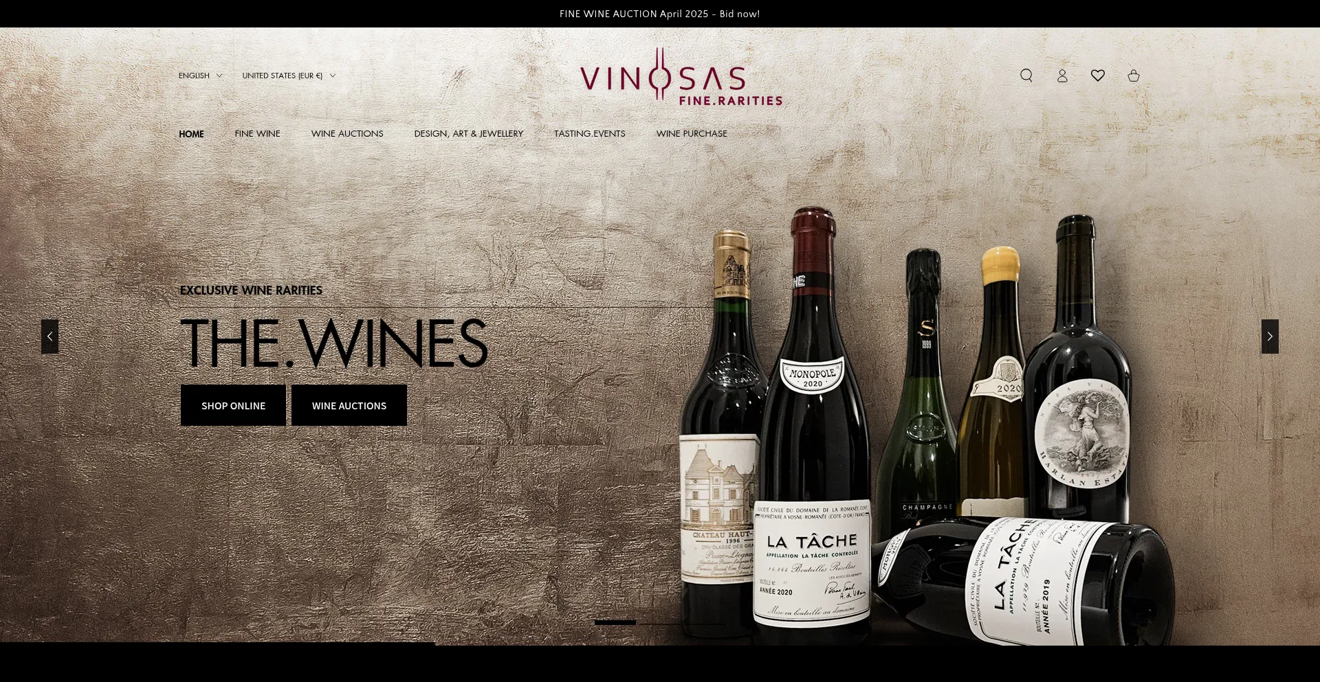 Website screenshot of Vinosas.com