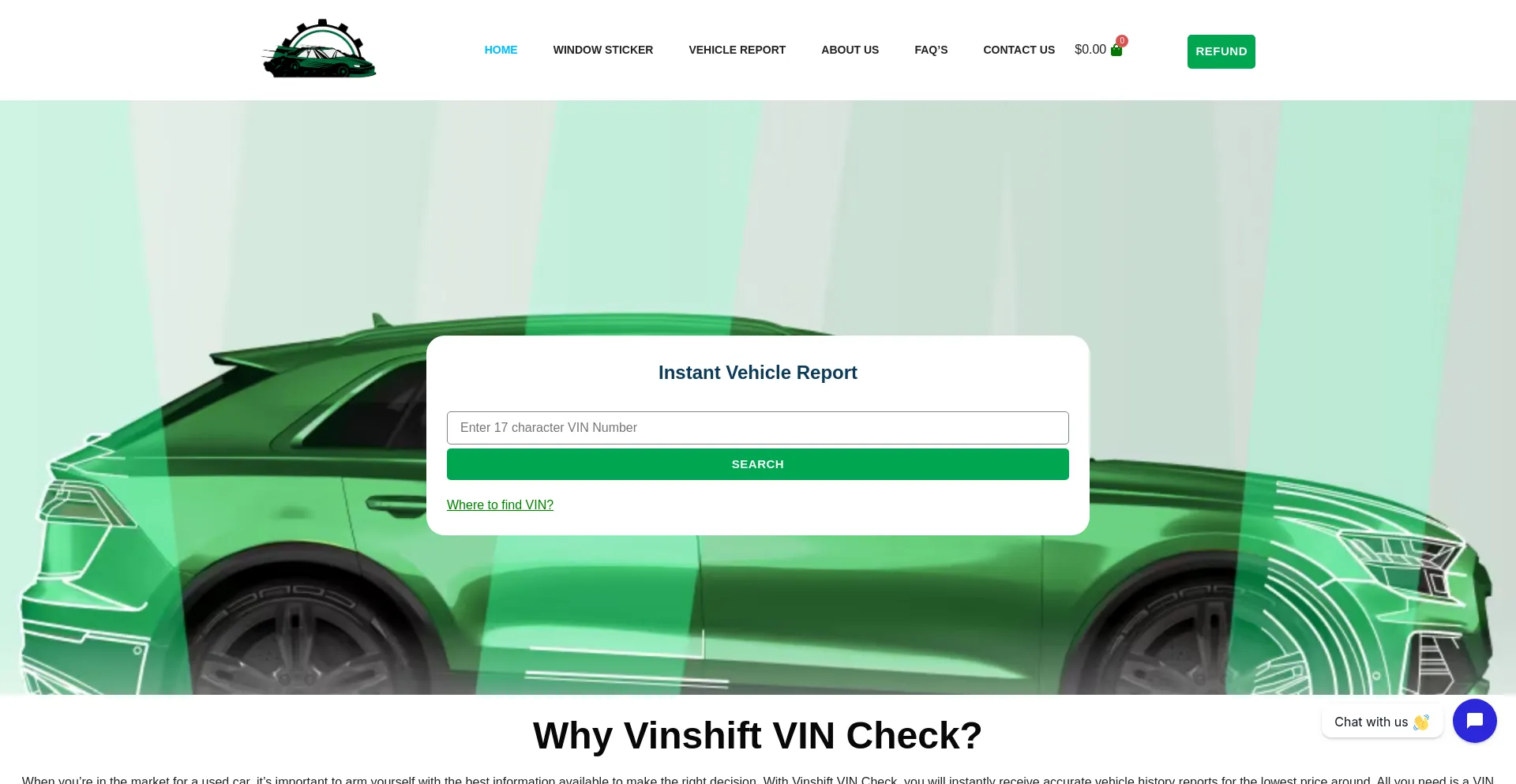 Website screenshot of Vinshift.com
