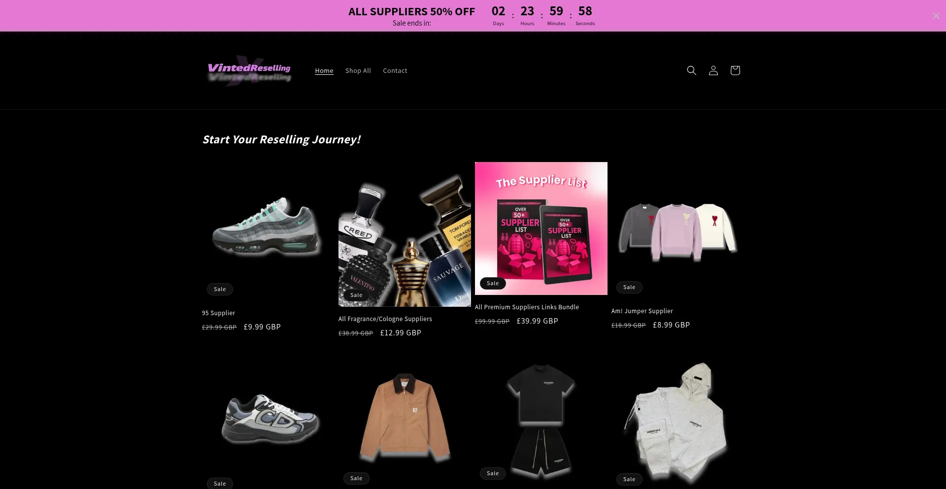 Website screenshot of Vintedxreselling.com