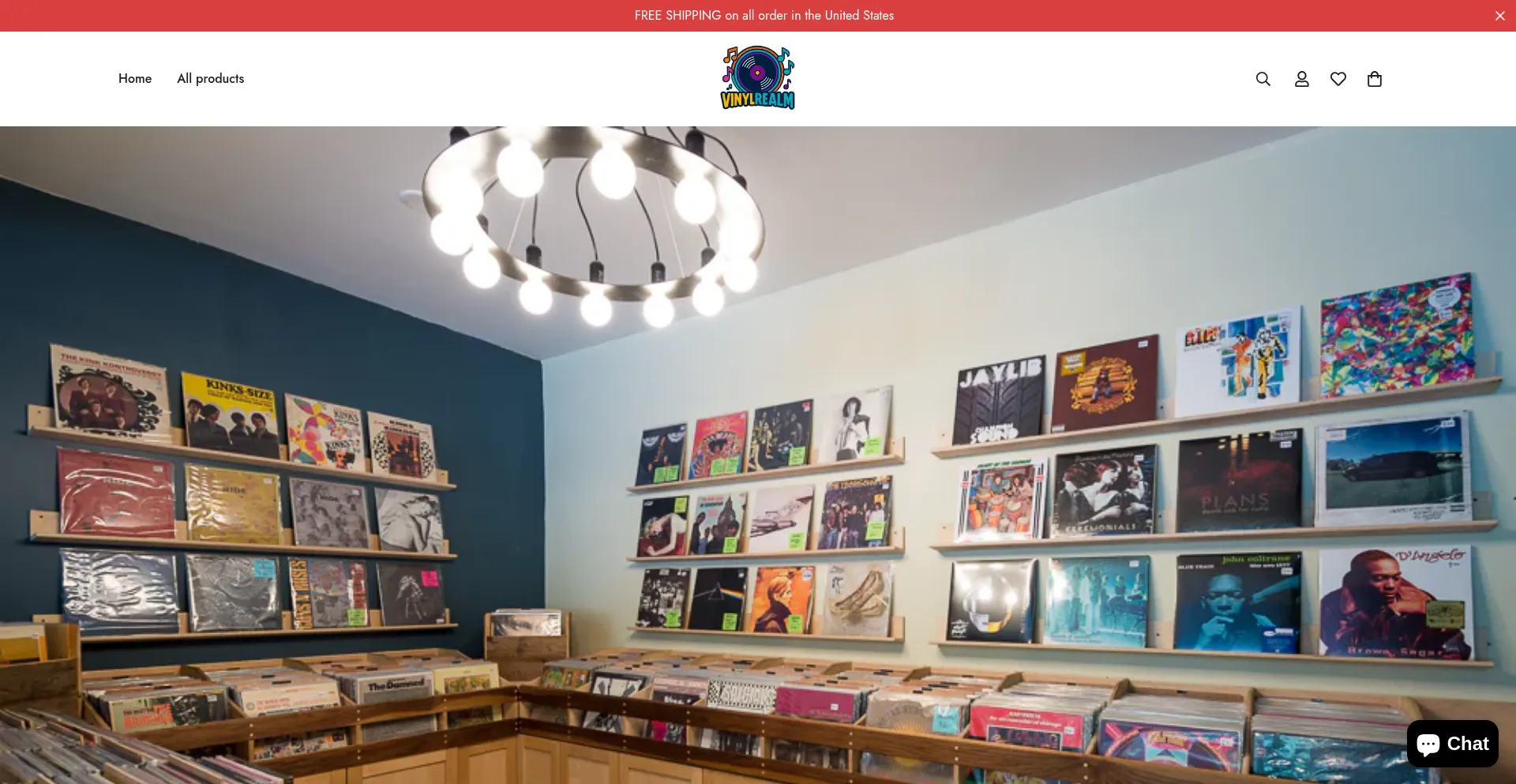 Website screenshot of Vinylrealm.shop