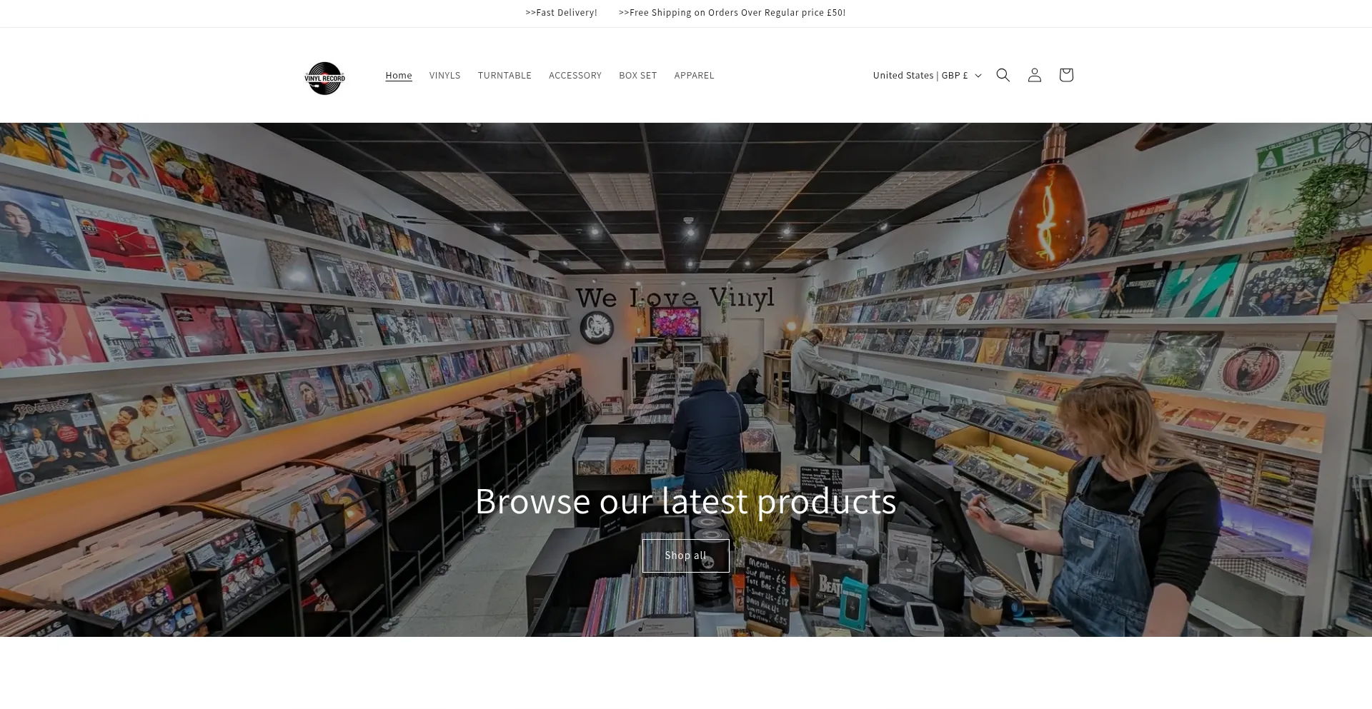 Website screenshot of Vinylstable.com