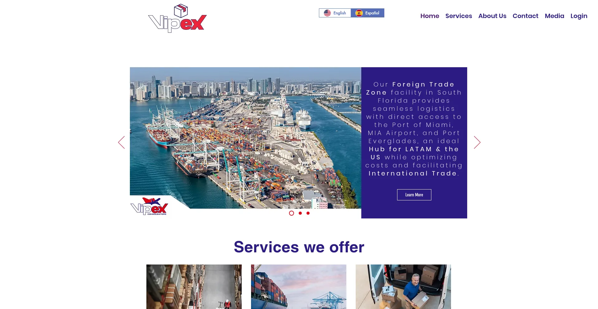 Website screenshot of Vipexgroup.com