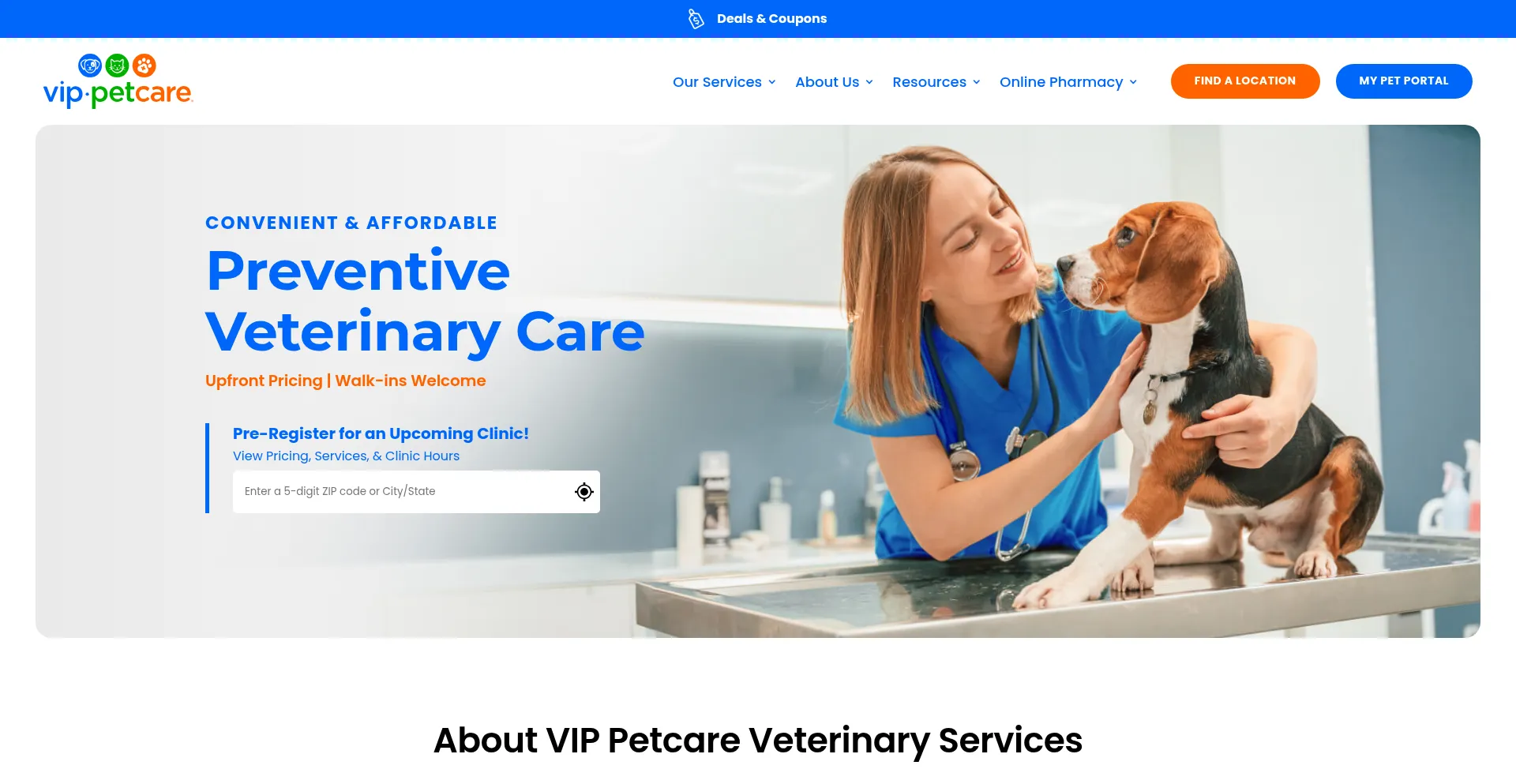 Website screenshot of Vippetcare.com