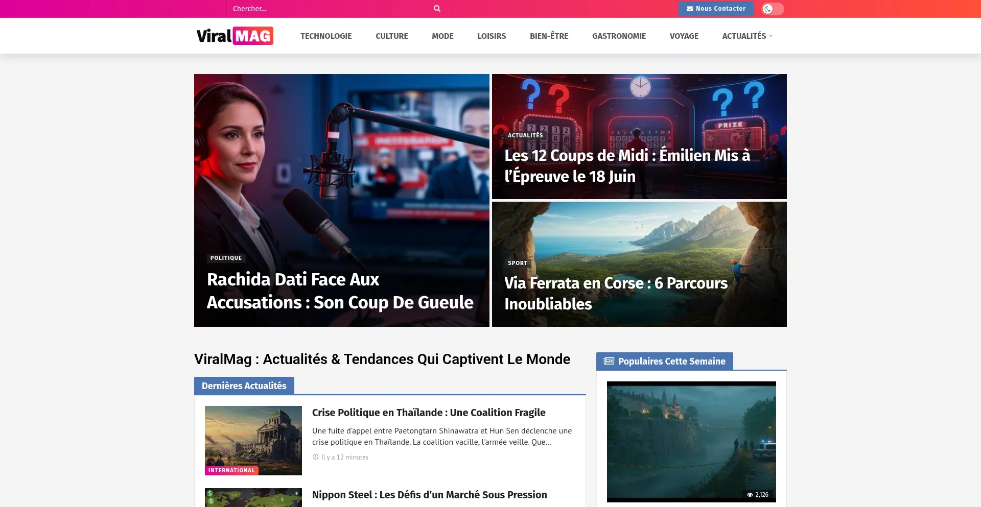 Website screenshot of Viralmag.fr