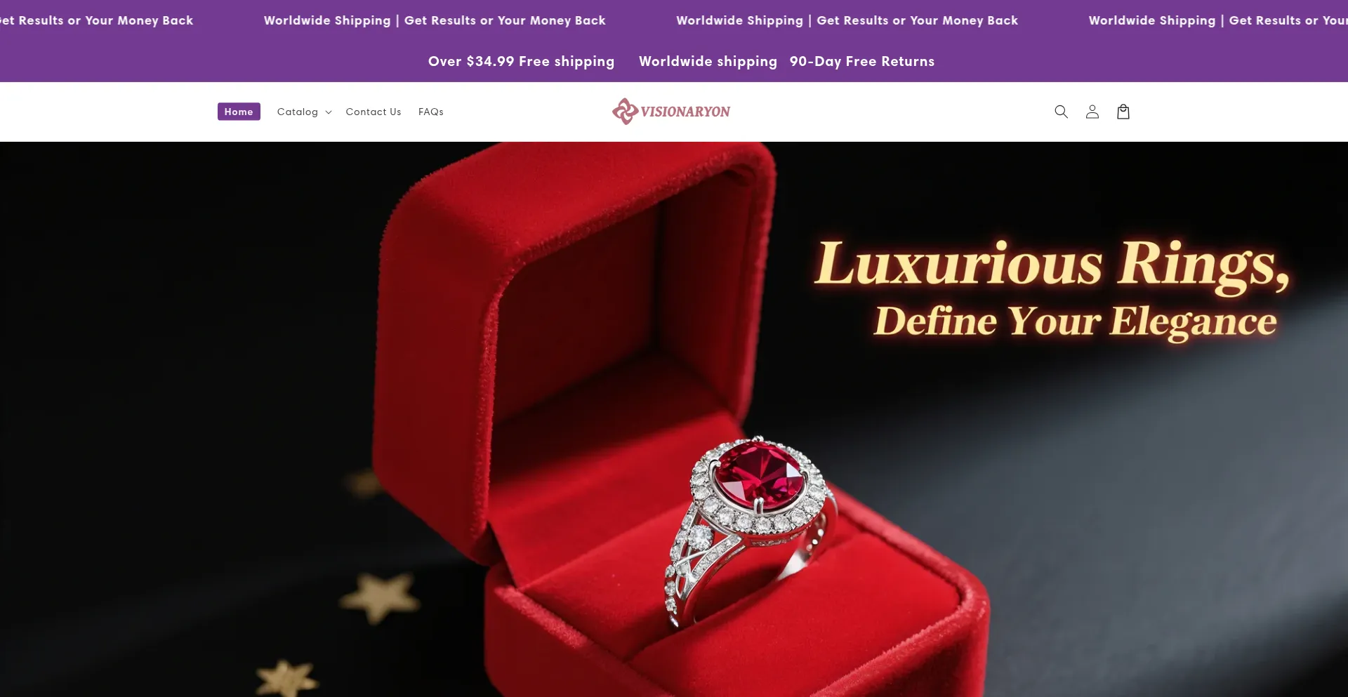 Website screenshot of Visionaryon.com