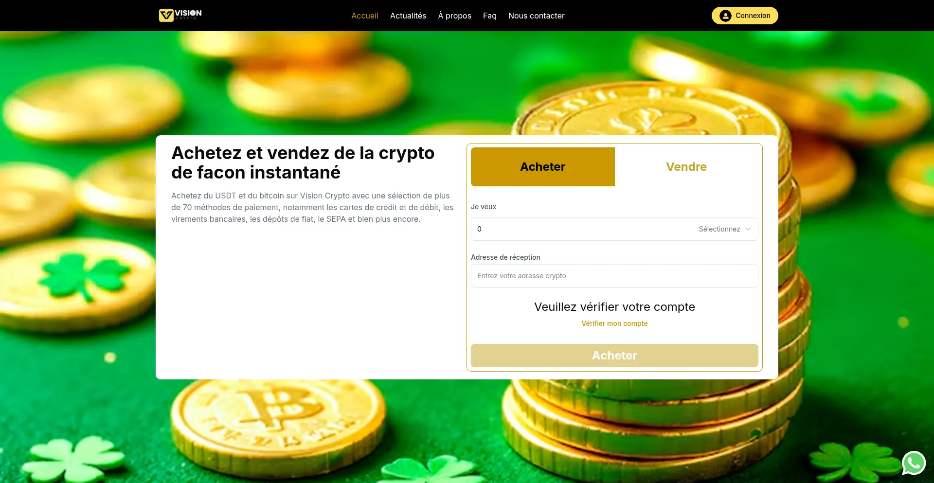 Website screenshot of Visioncrypto.net