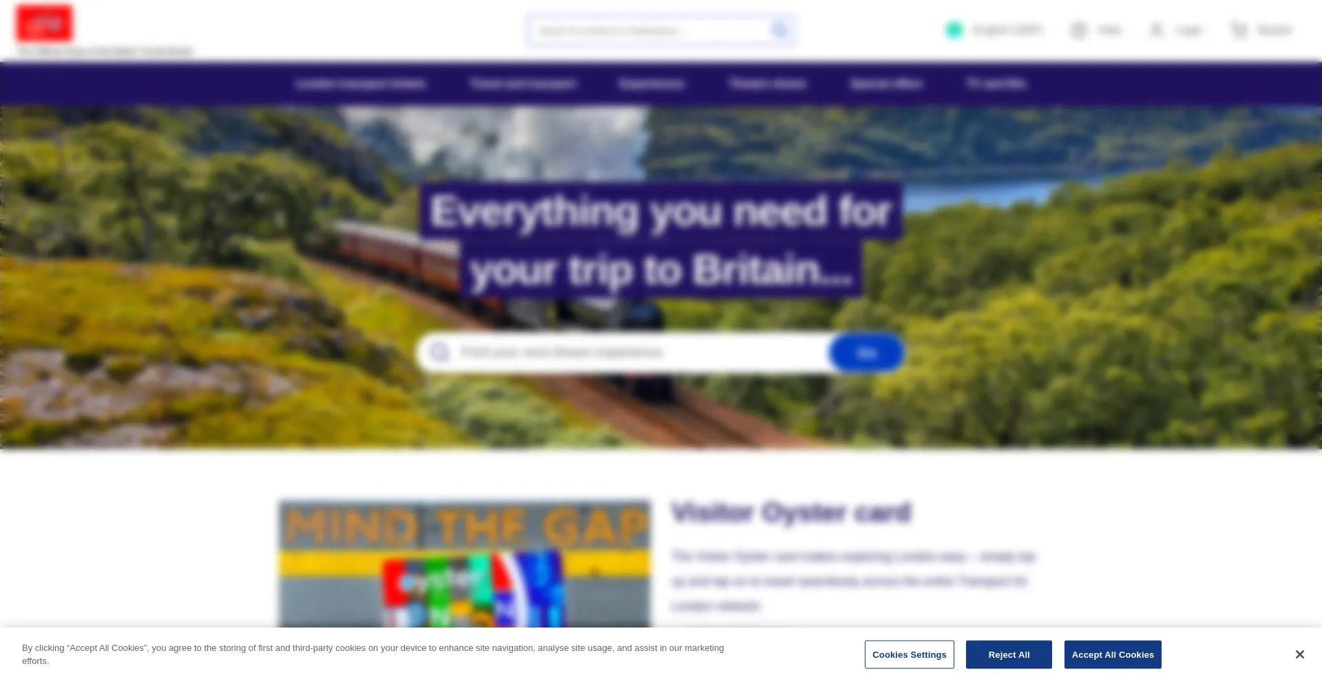 Website screenshot of Visitbritainshop.com