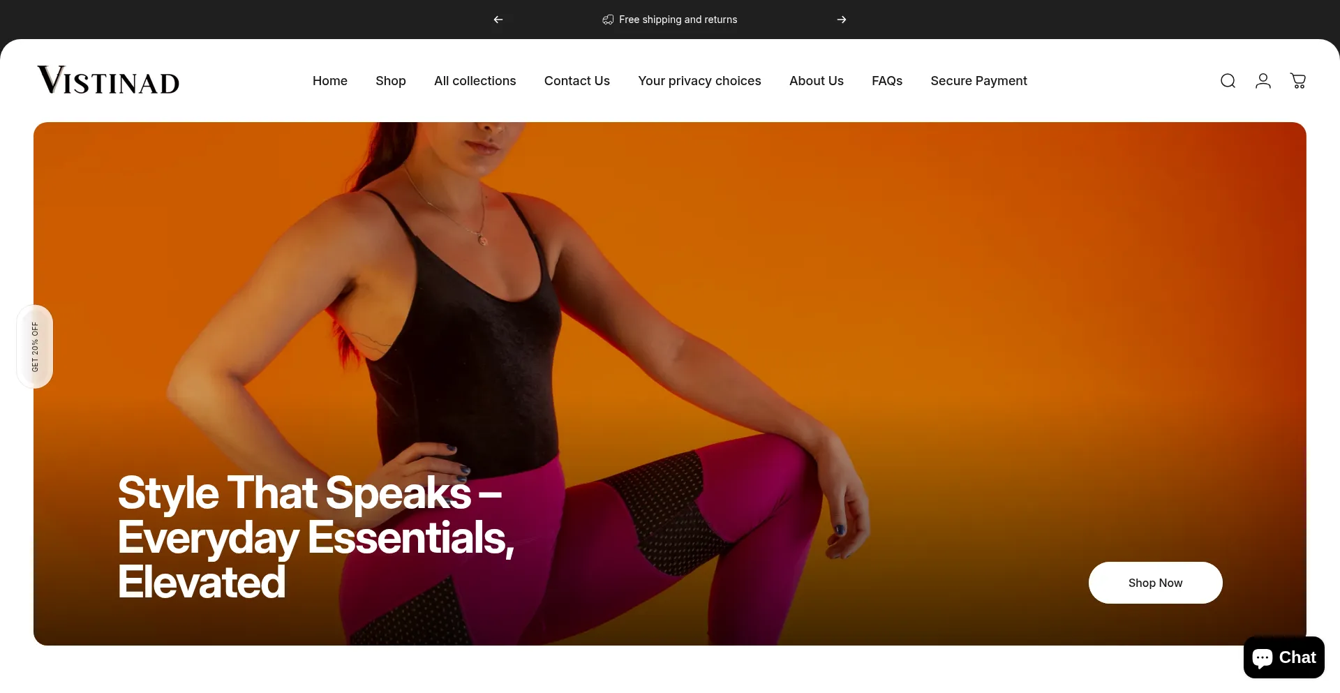 Website screenshot of Vistinad.myshopify.com