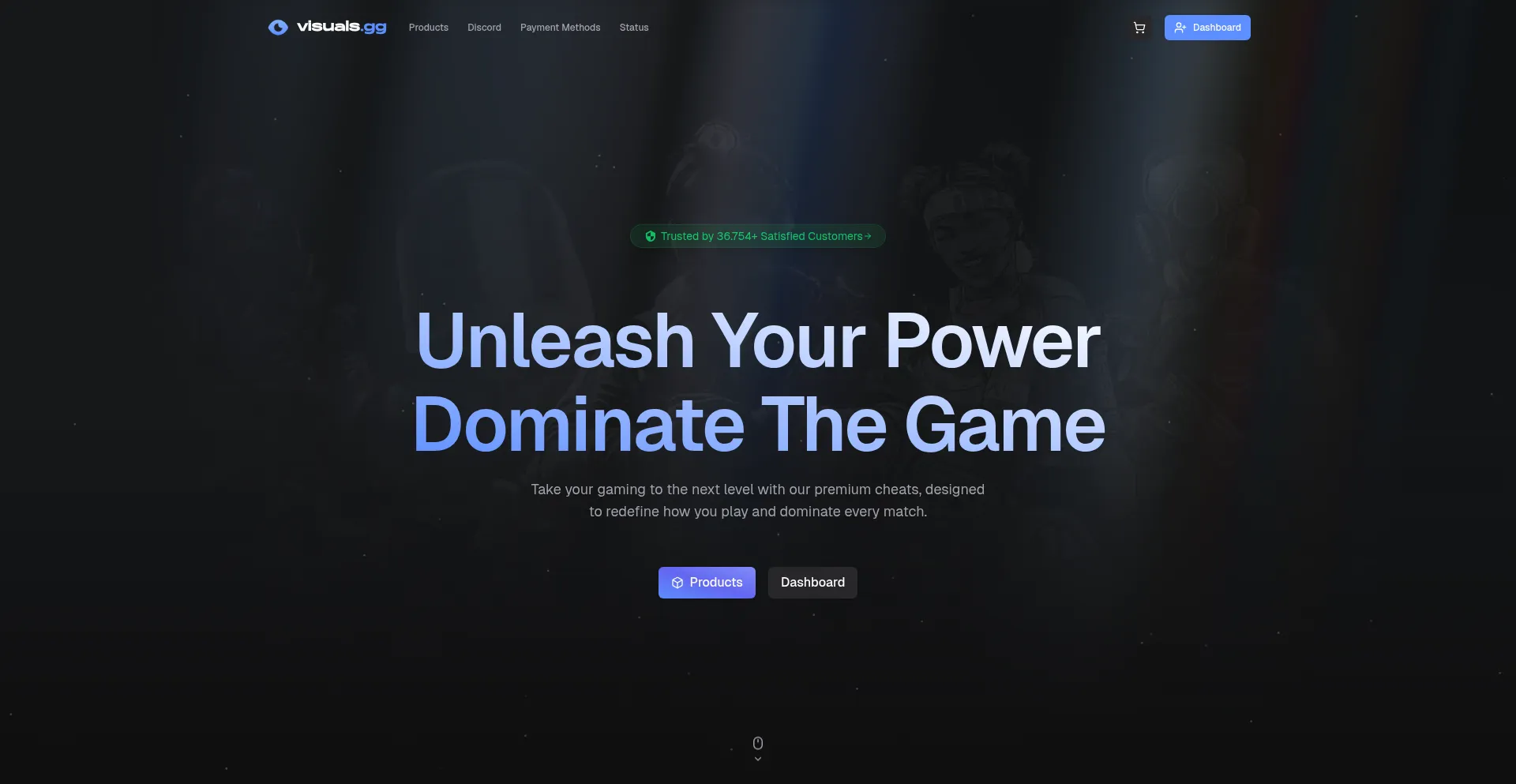 Website screenshot of Visuals.gg