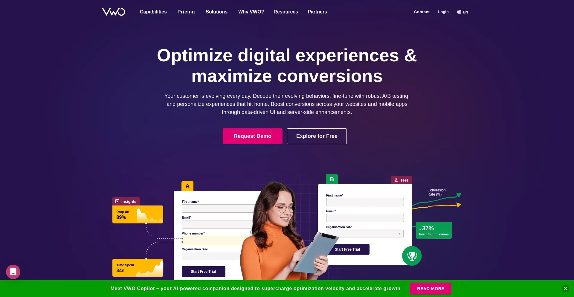 Website screenshot of Visualwebsiteoptimizer.com