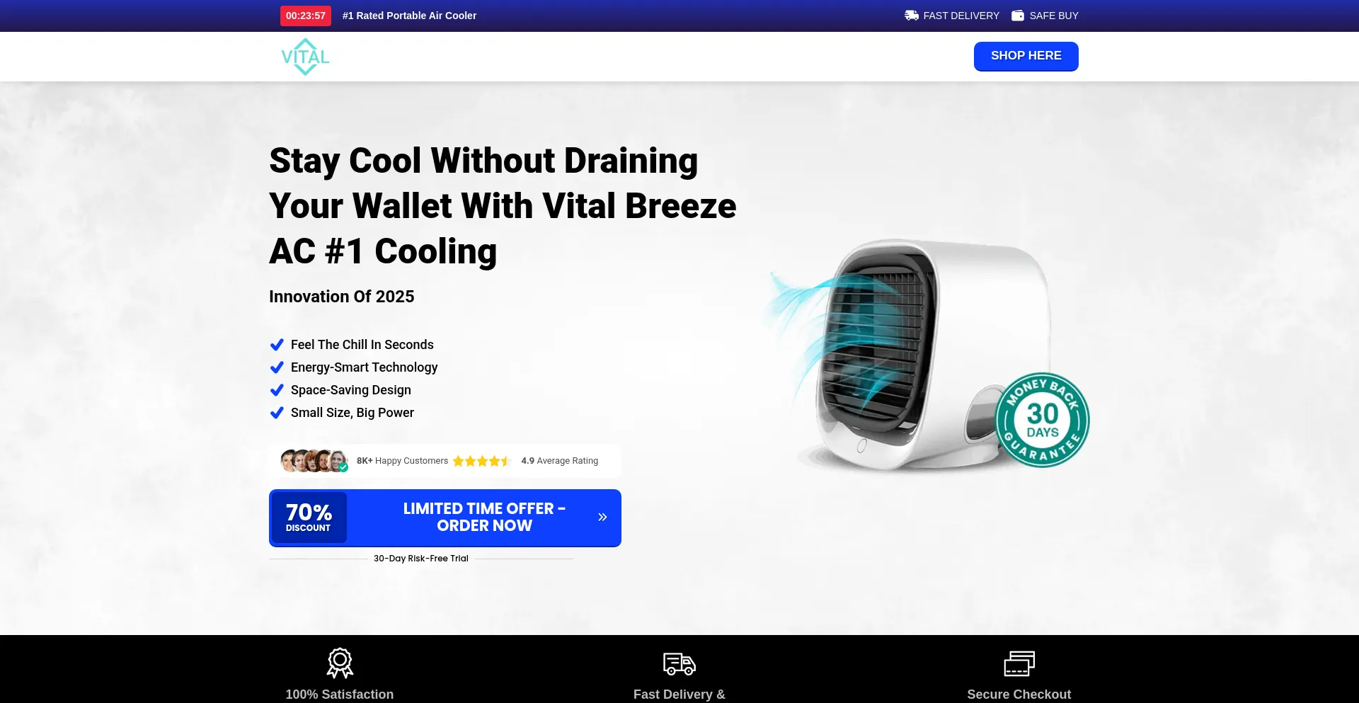 Website screenshot of Vitalbreeze-ac.com