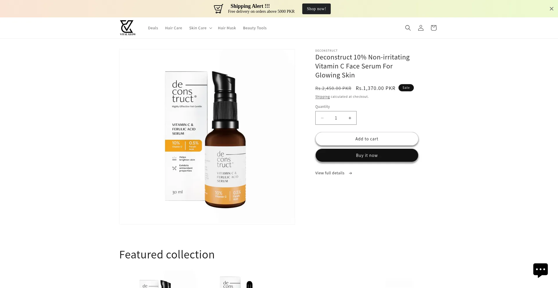 Website screenshot of Vitalglow.pk