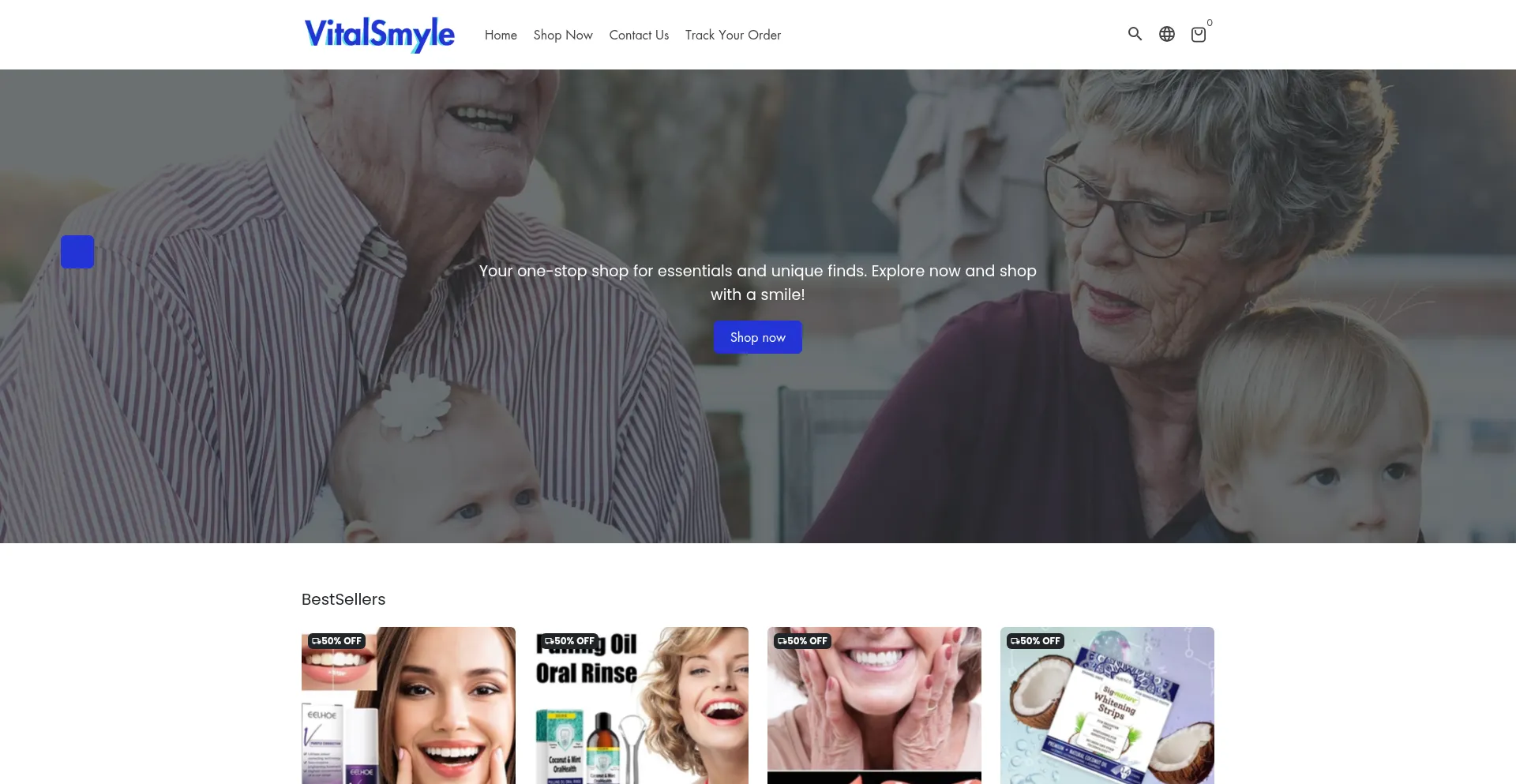 Website screenshot of Vitalsmyle.com