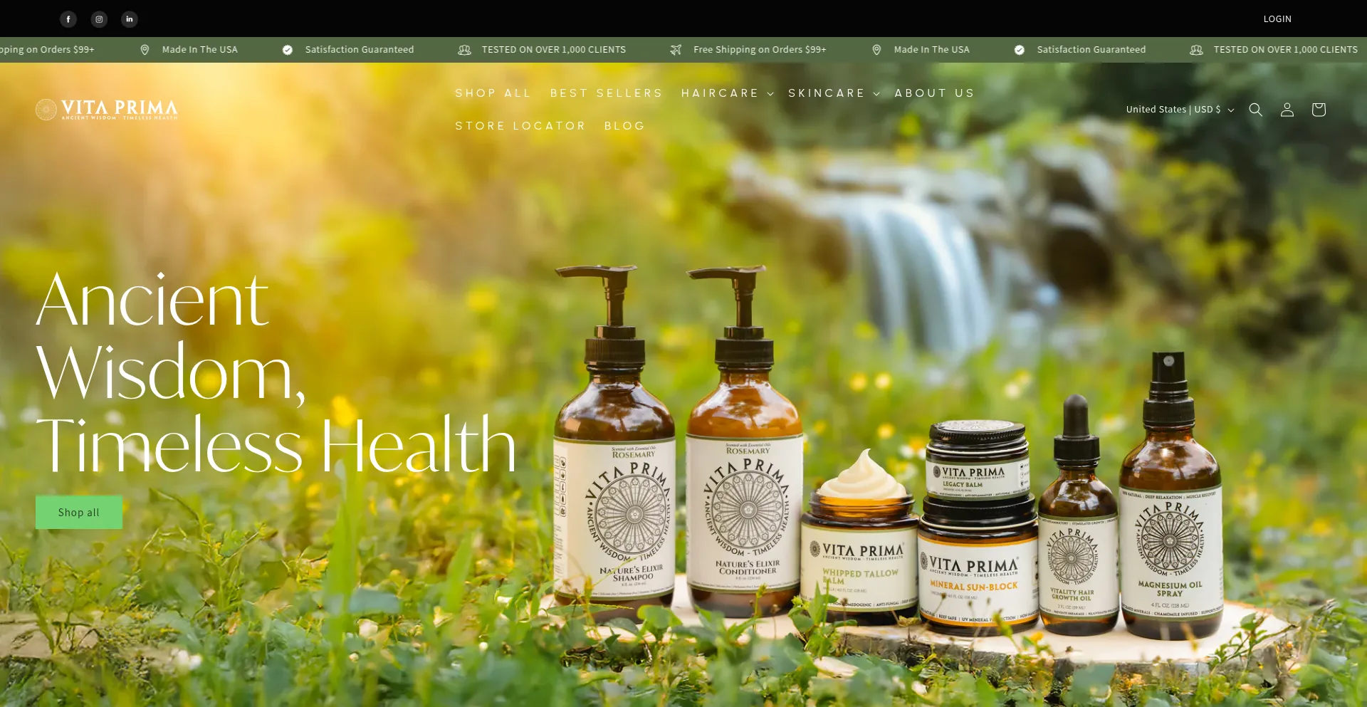 Website screenshot of Vitaprima.com