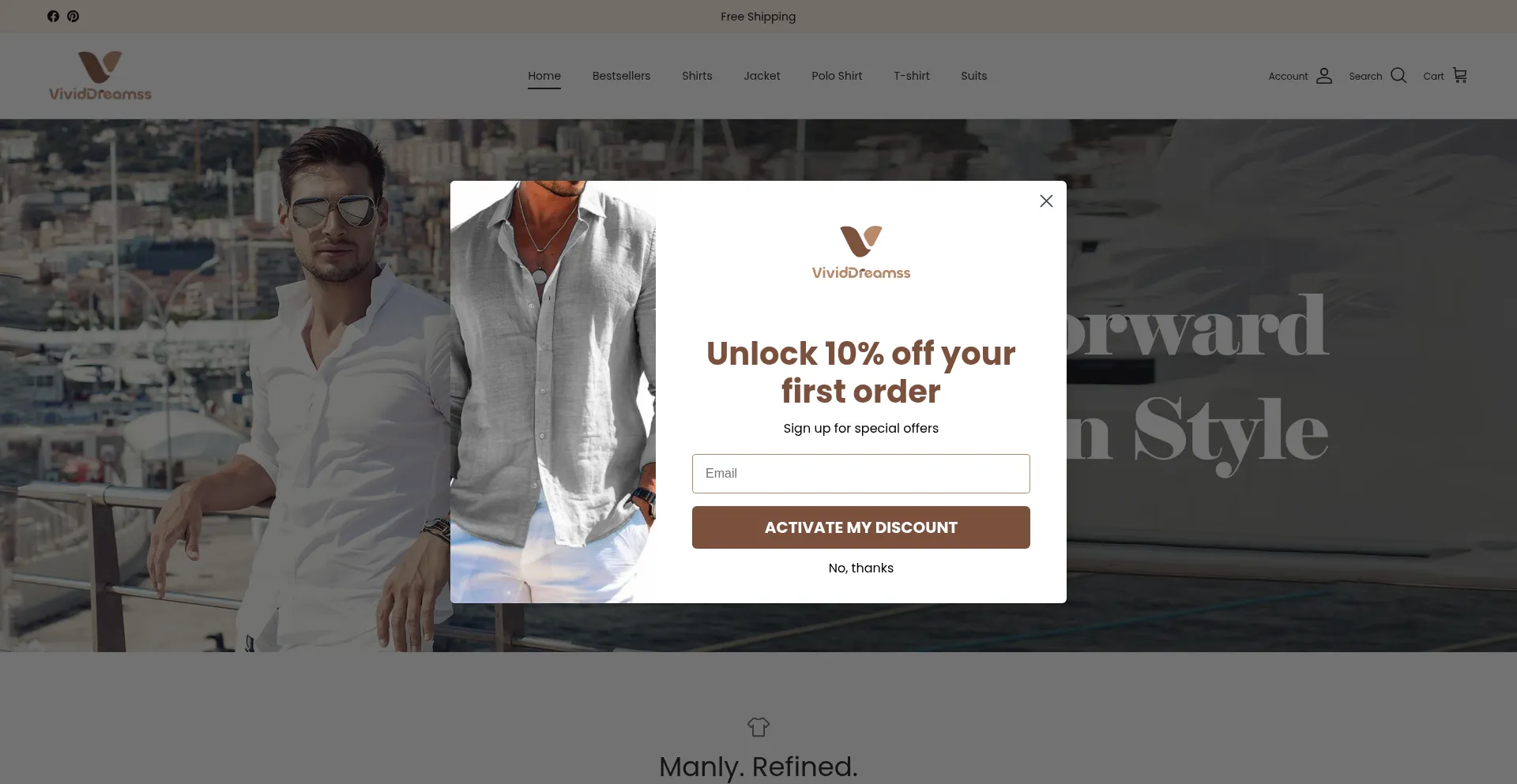 Website screenshot of Vividdreamss.com