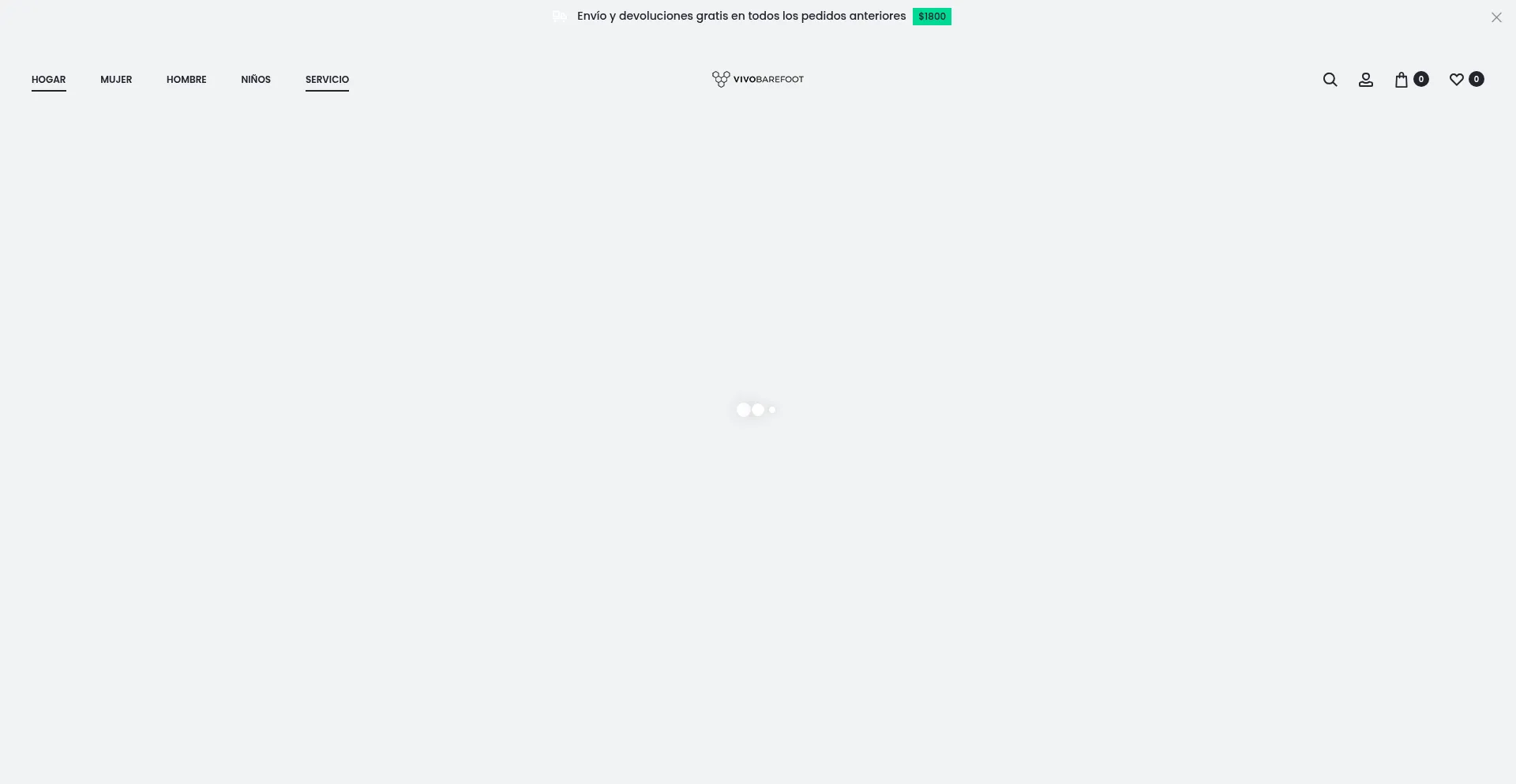 Website screenshot of Vivobarefoot.com.mx