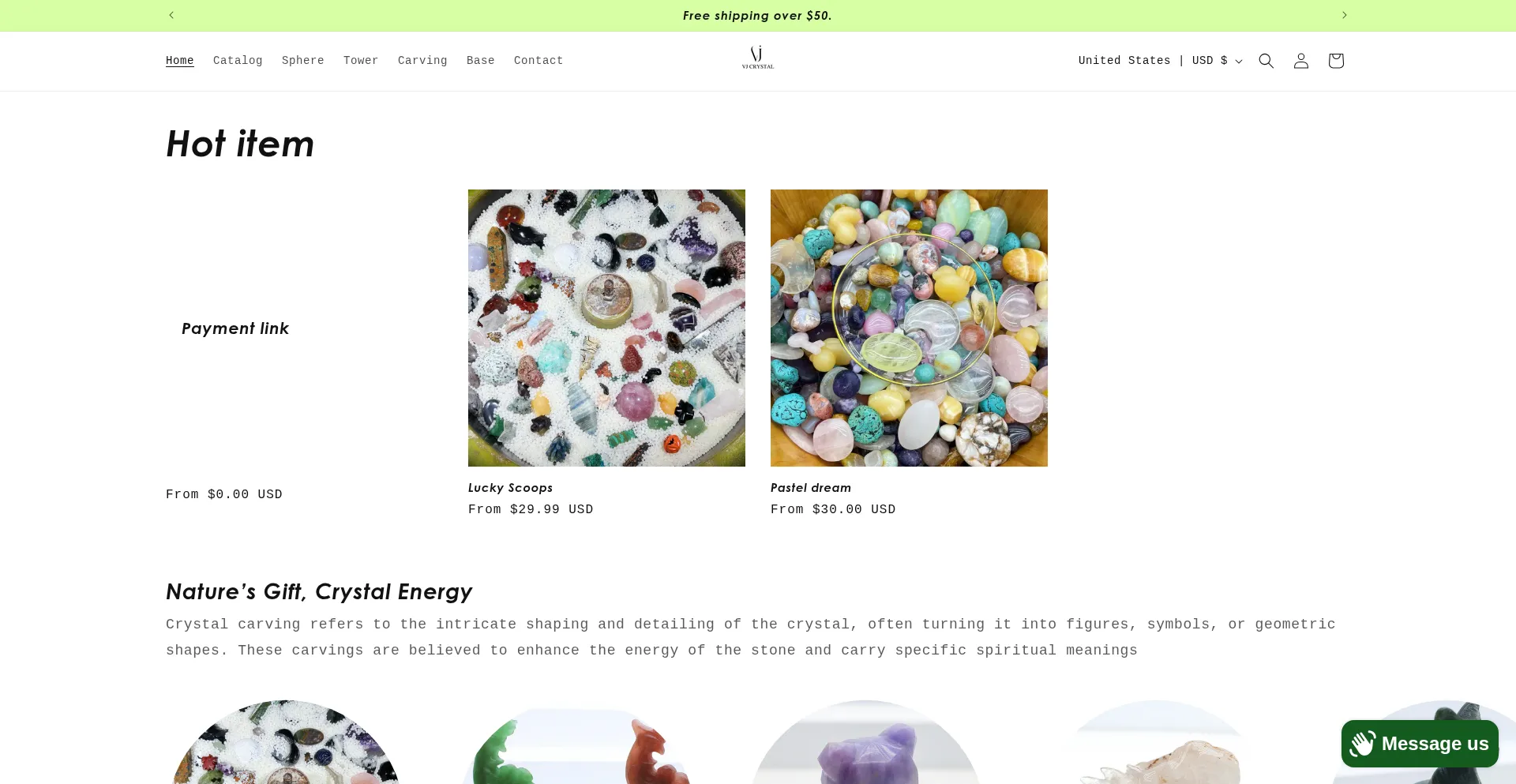 Website screenshot of Vjcrystal.shop