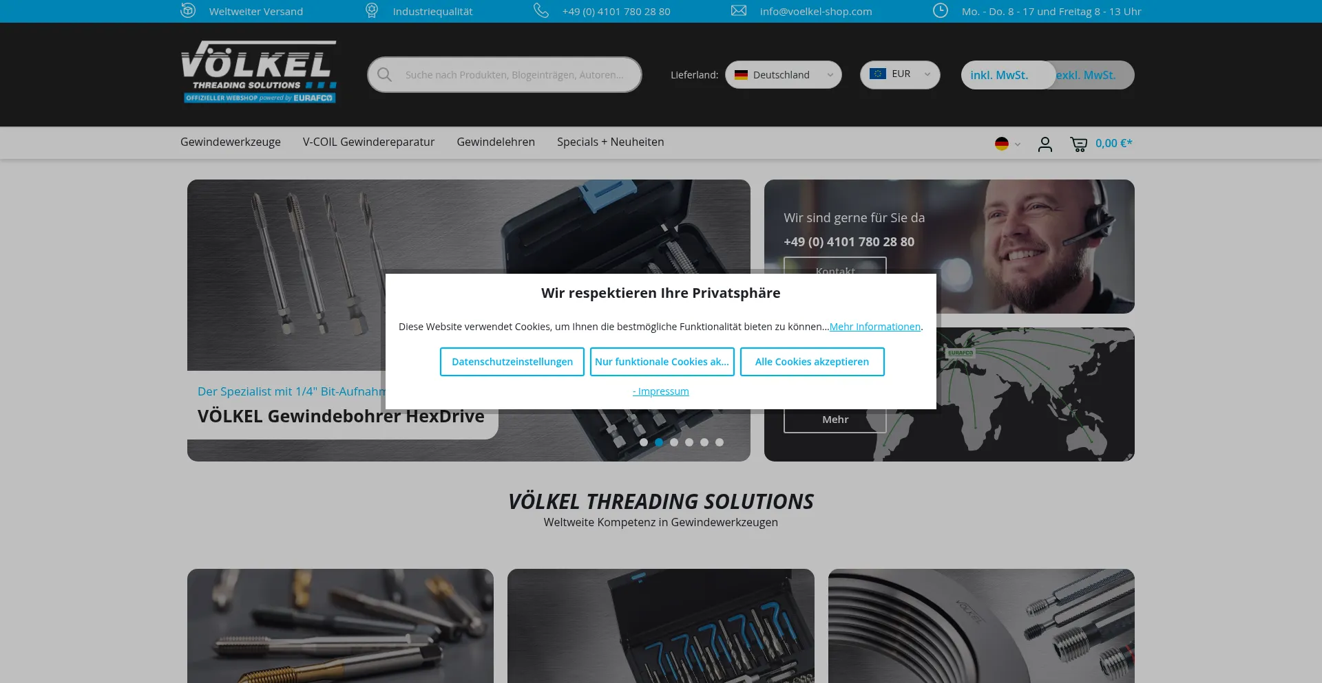 Website screenshot of Voelkel-shop.com