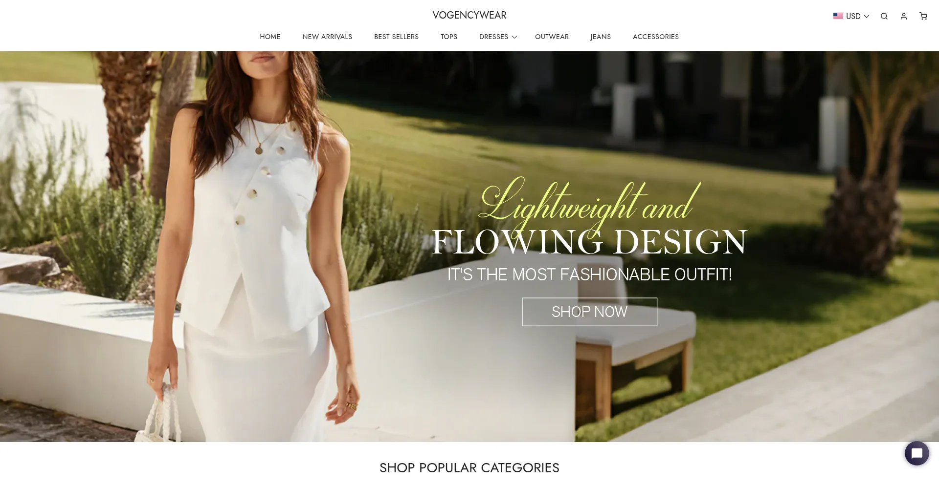Website screenshot of Vogencywear.com