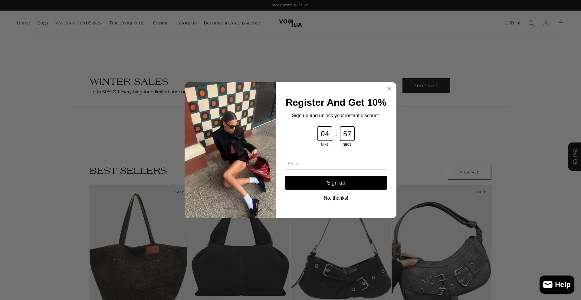 Website screenshot of Vogilia.com