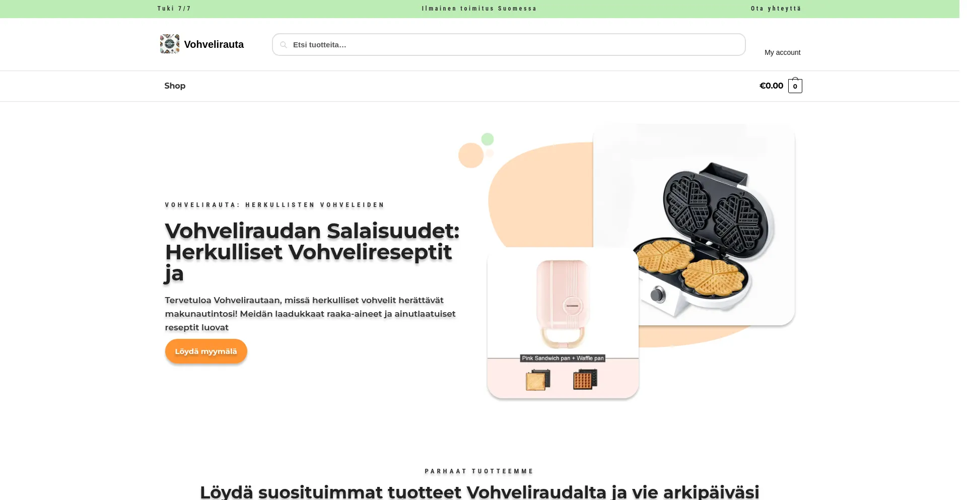 Website screenshot of Vohvelirauta.shop