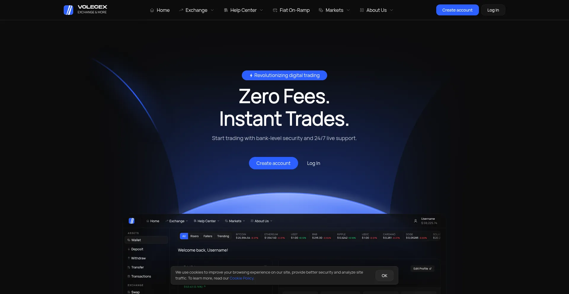 Website screenshot of Volecex.com
