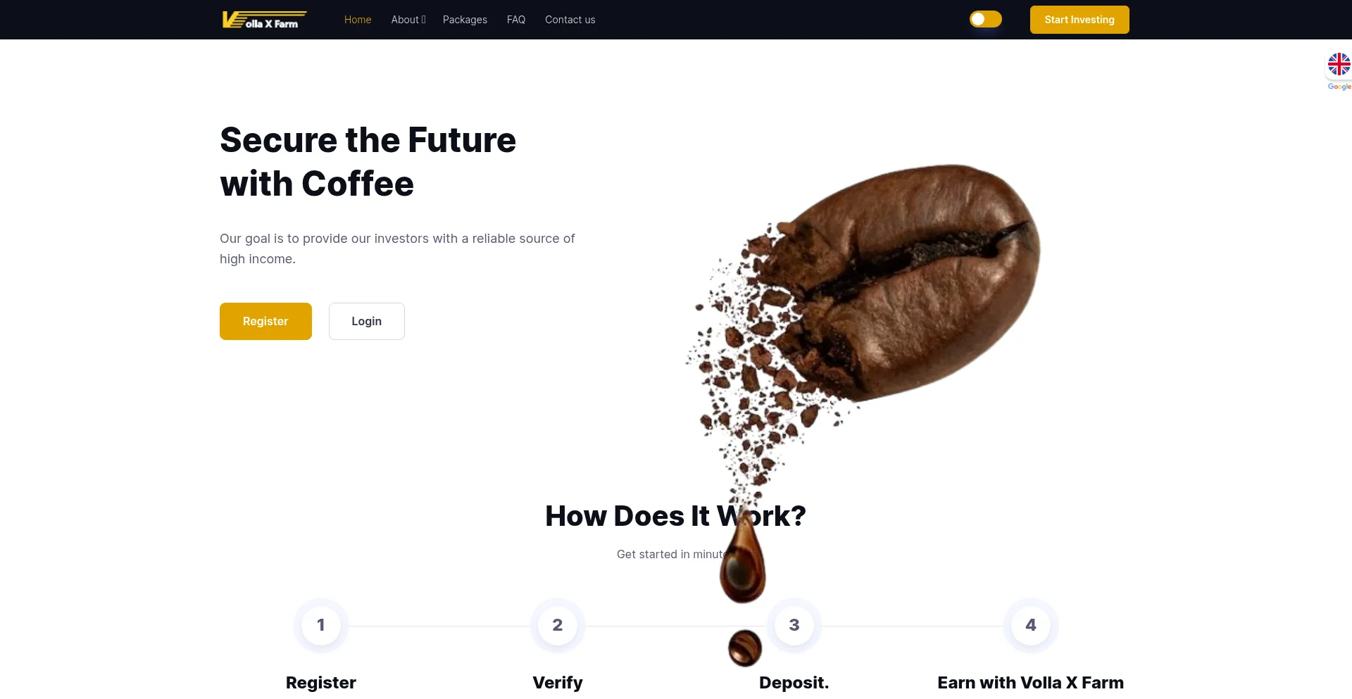 Website screenshot of Vollaxfarm.com