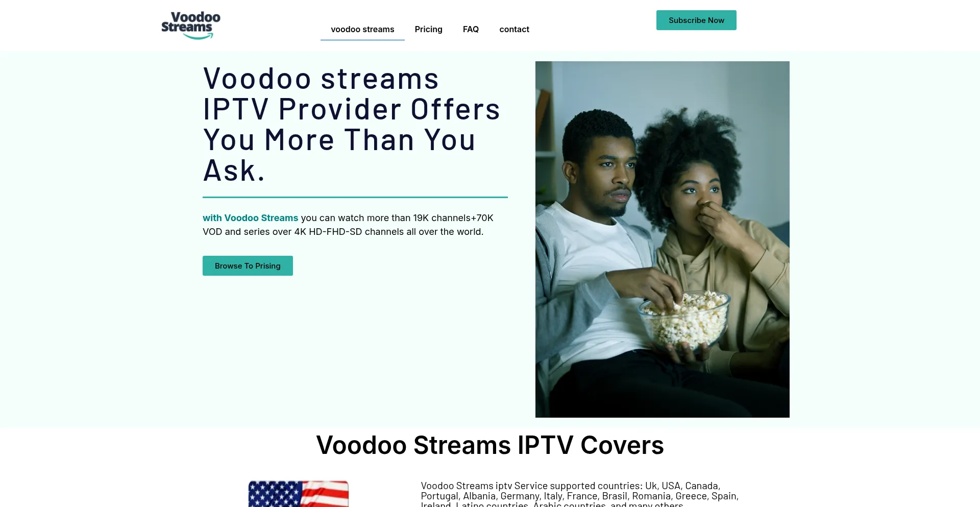 Website screenshot of Voodoo-streams.org