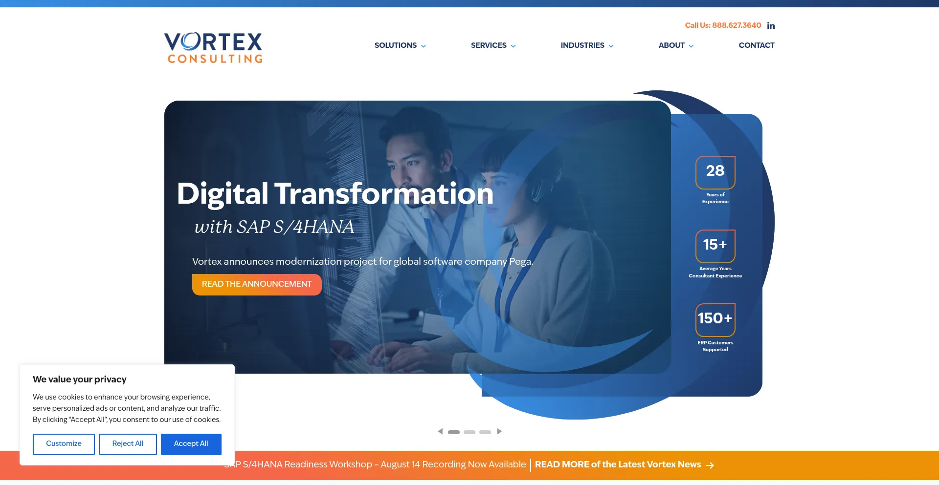 Website screenshot of Vortexconsulting.net
