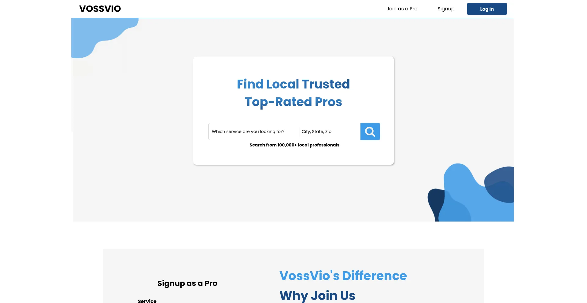 Website screenshot of Vossvio.com