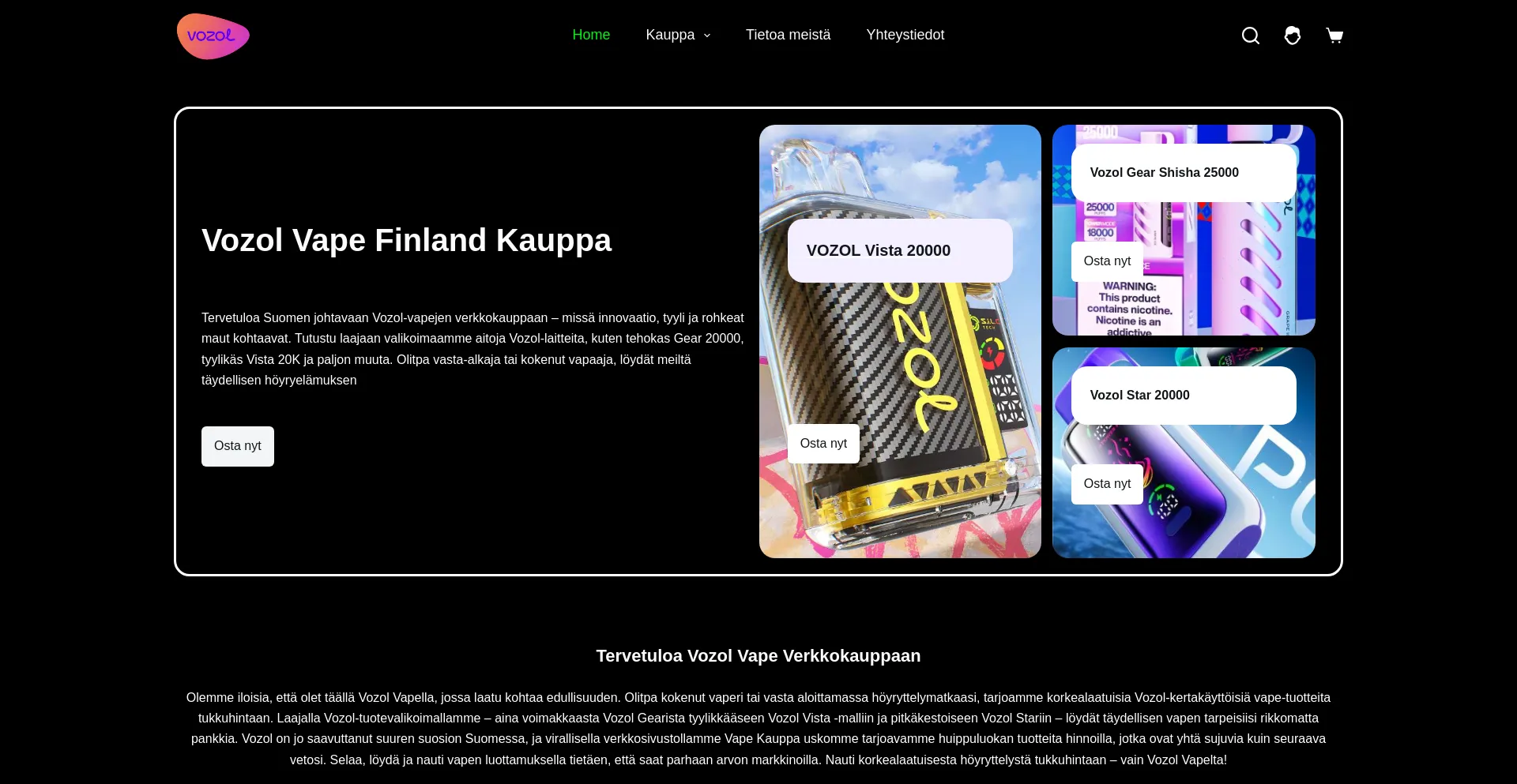 Website screenshot of Vozolfinland.com