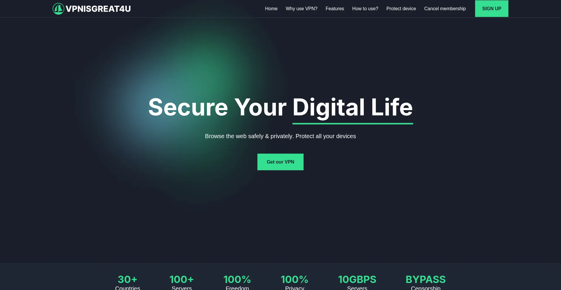 Website screenshot of Vpnisgreat4u.com