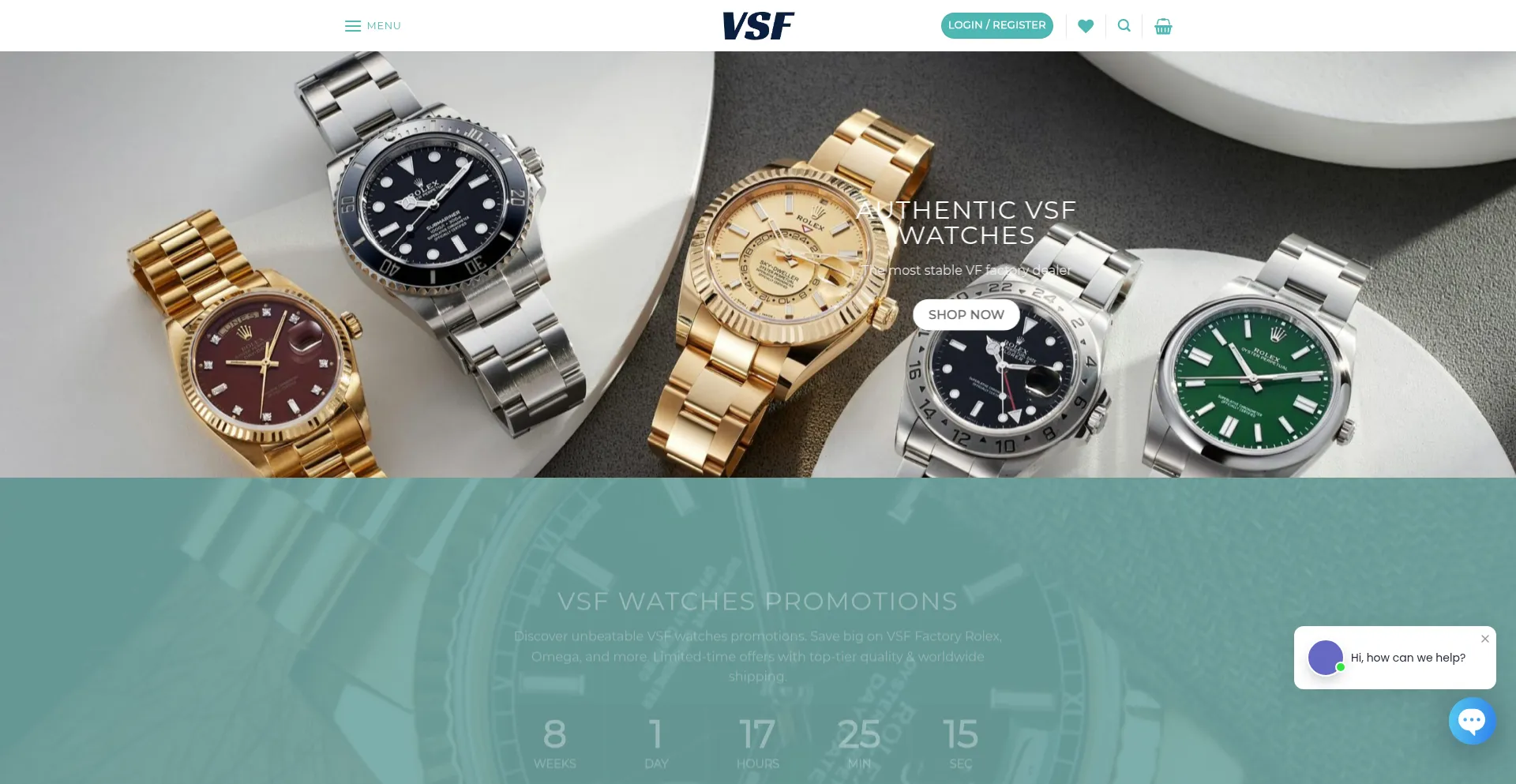 Website screenshot of Vsf-watches.com