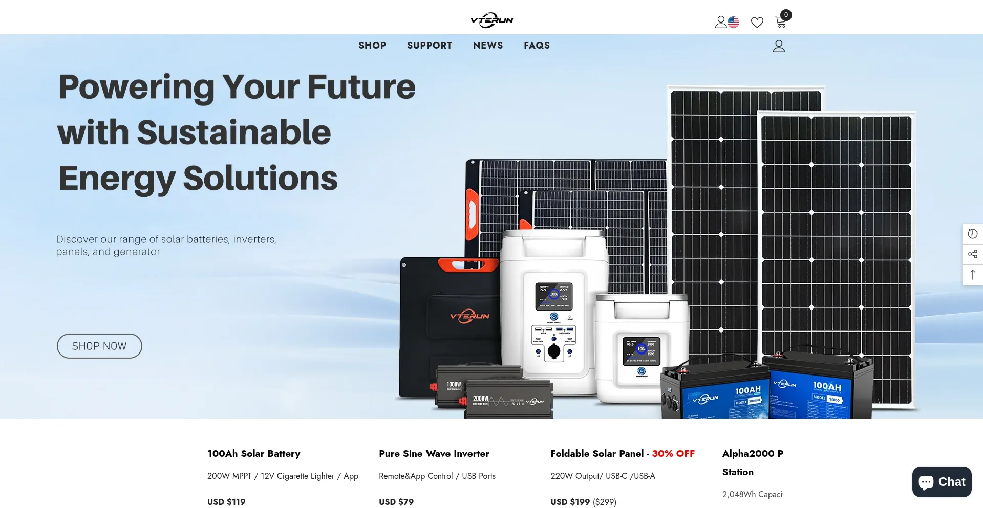 Website screenshot of Vterun.com