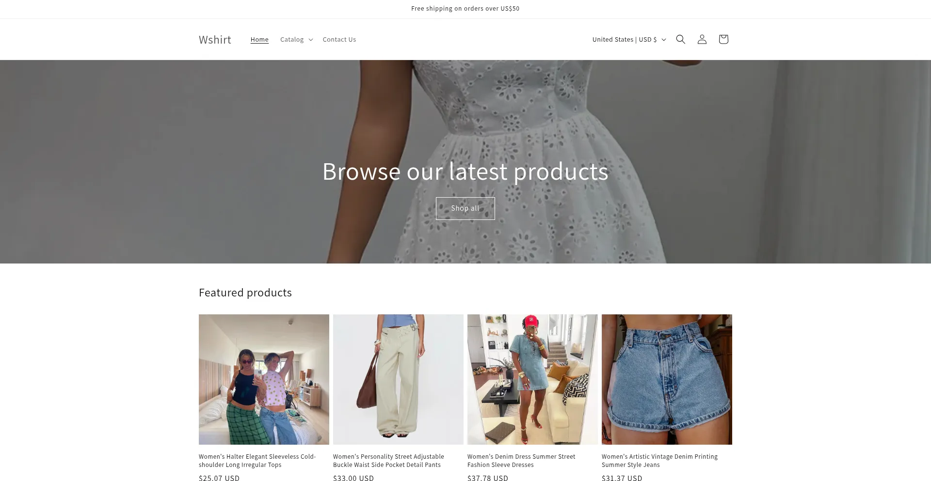 Website screenshot of W-shirt.com