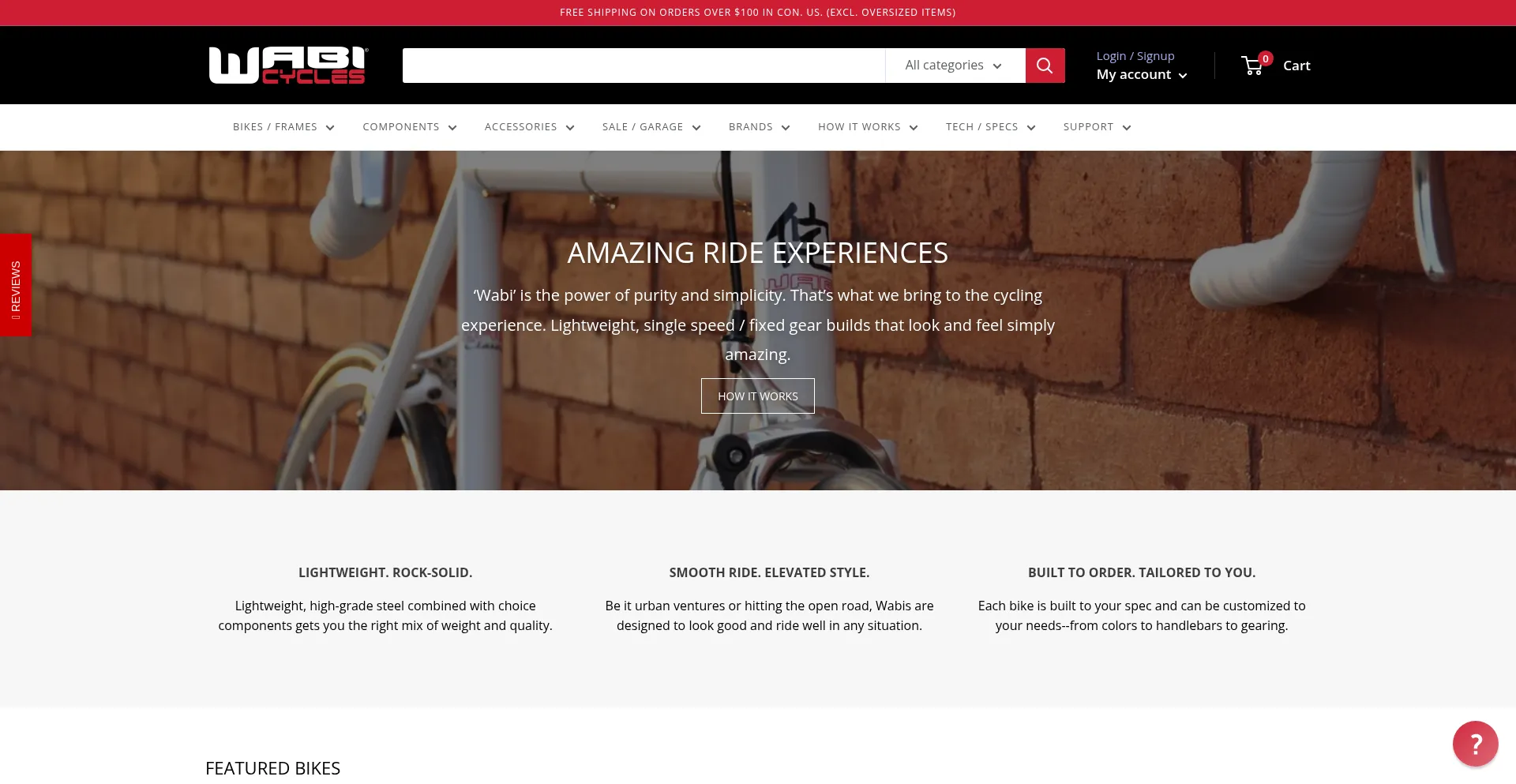 Website screenshot of Wabicycles.com