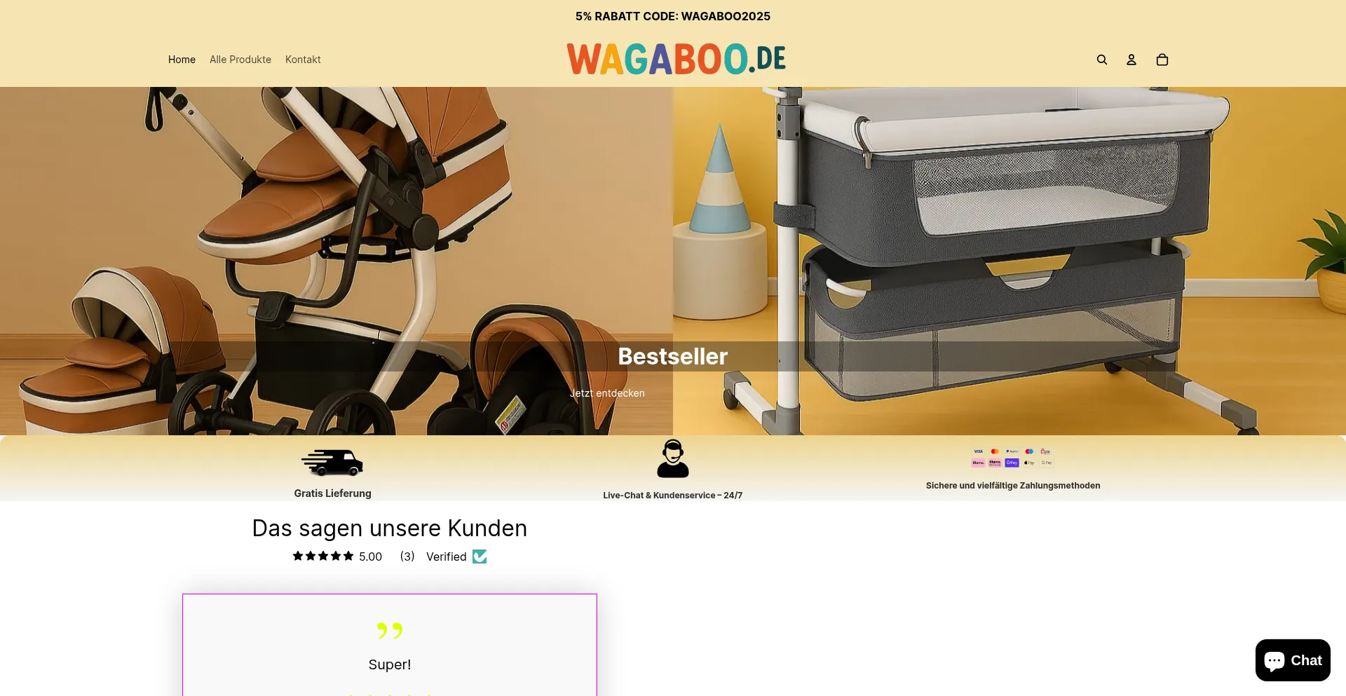 Website screenshot of Wagaboo.de