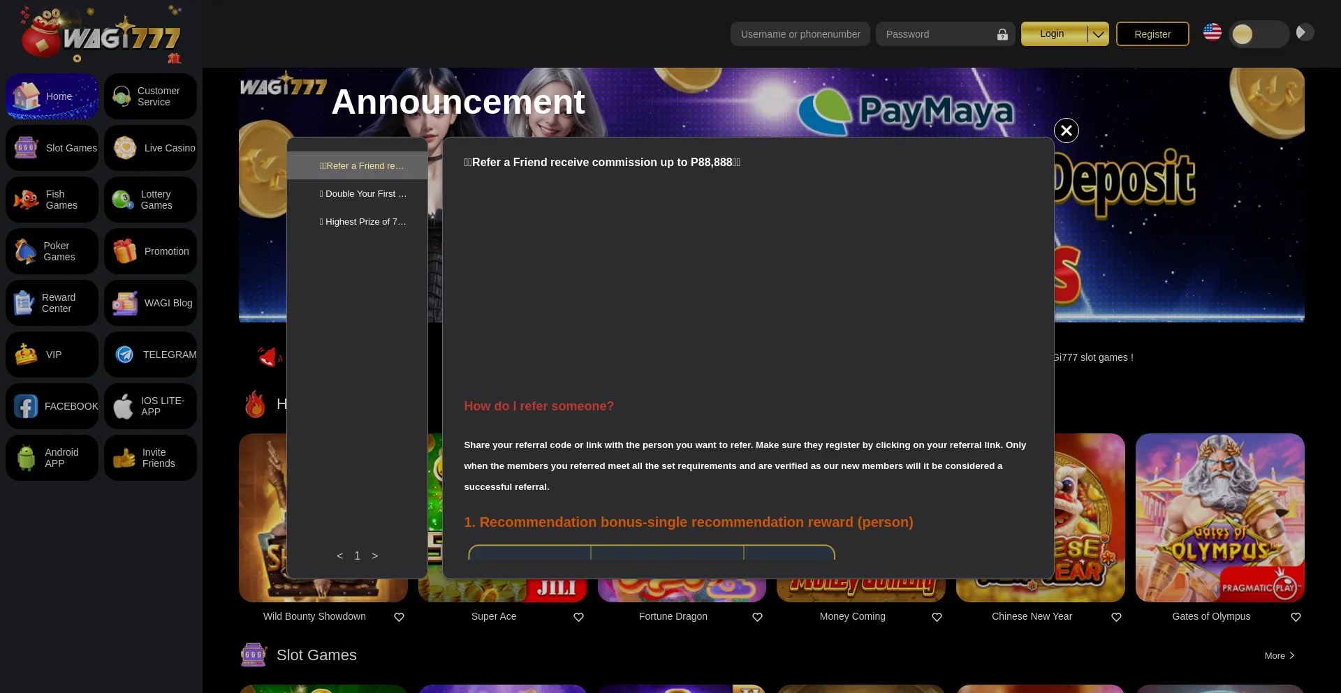 Website screenshot of Wagi777.cc