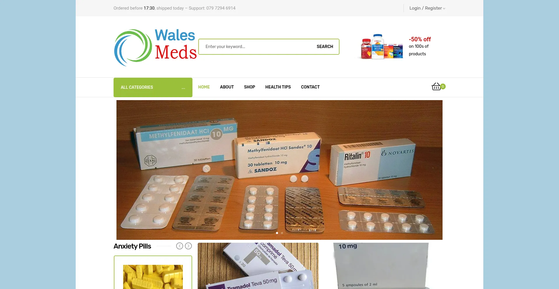 Website screenshot of Walesmeds.co.uk