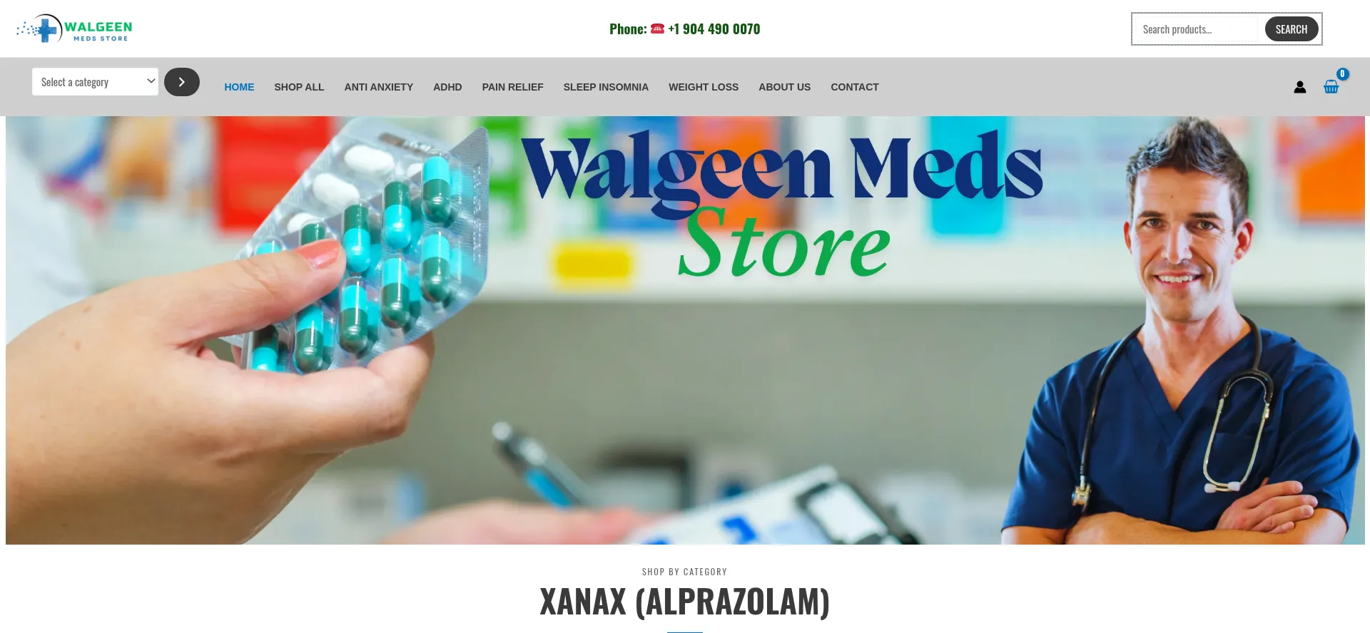 Website screenshot of Walgeenmedsstore.com