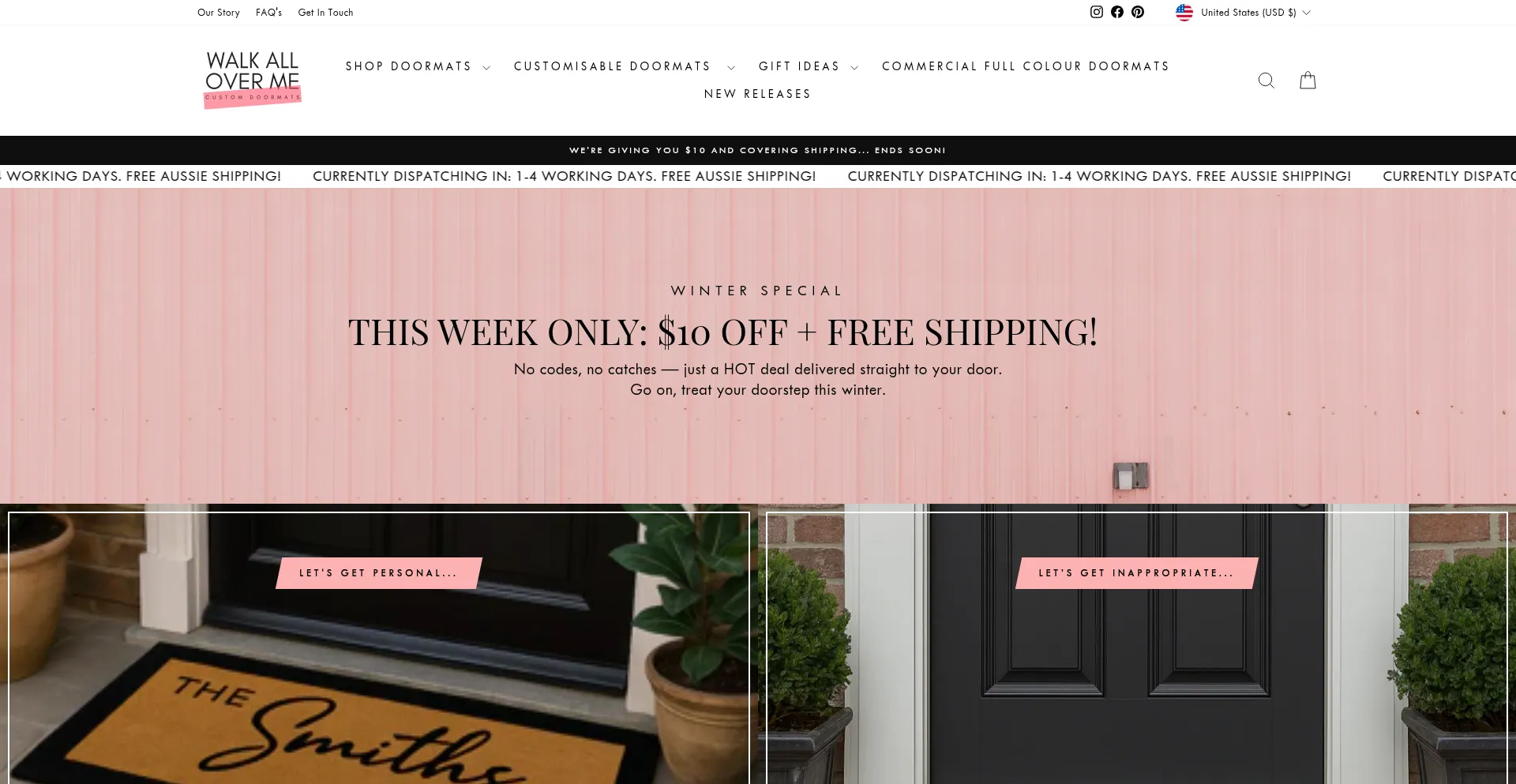 Website screenshot of Walkalloverme.com.au