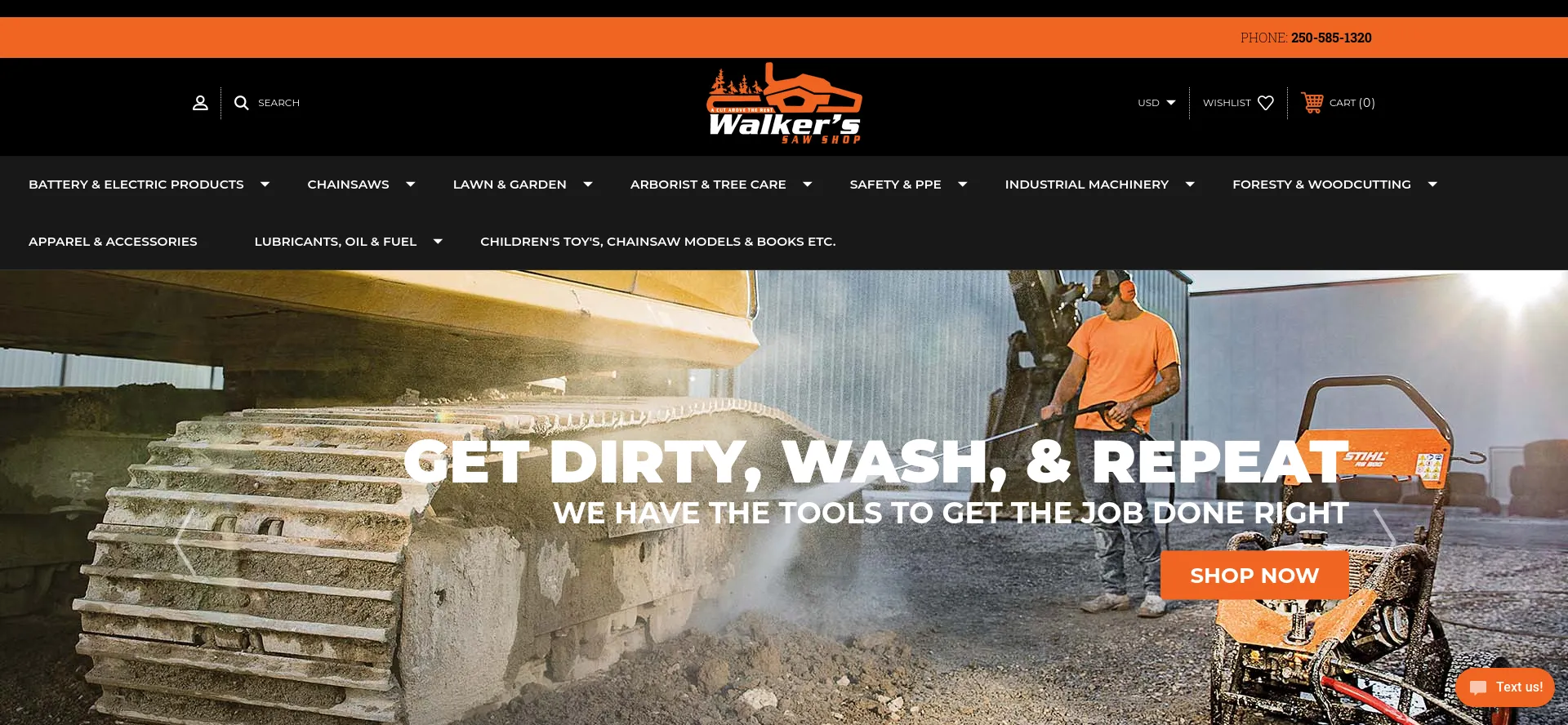 Website screenshot of Walkerssawshop.com