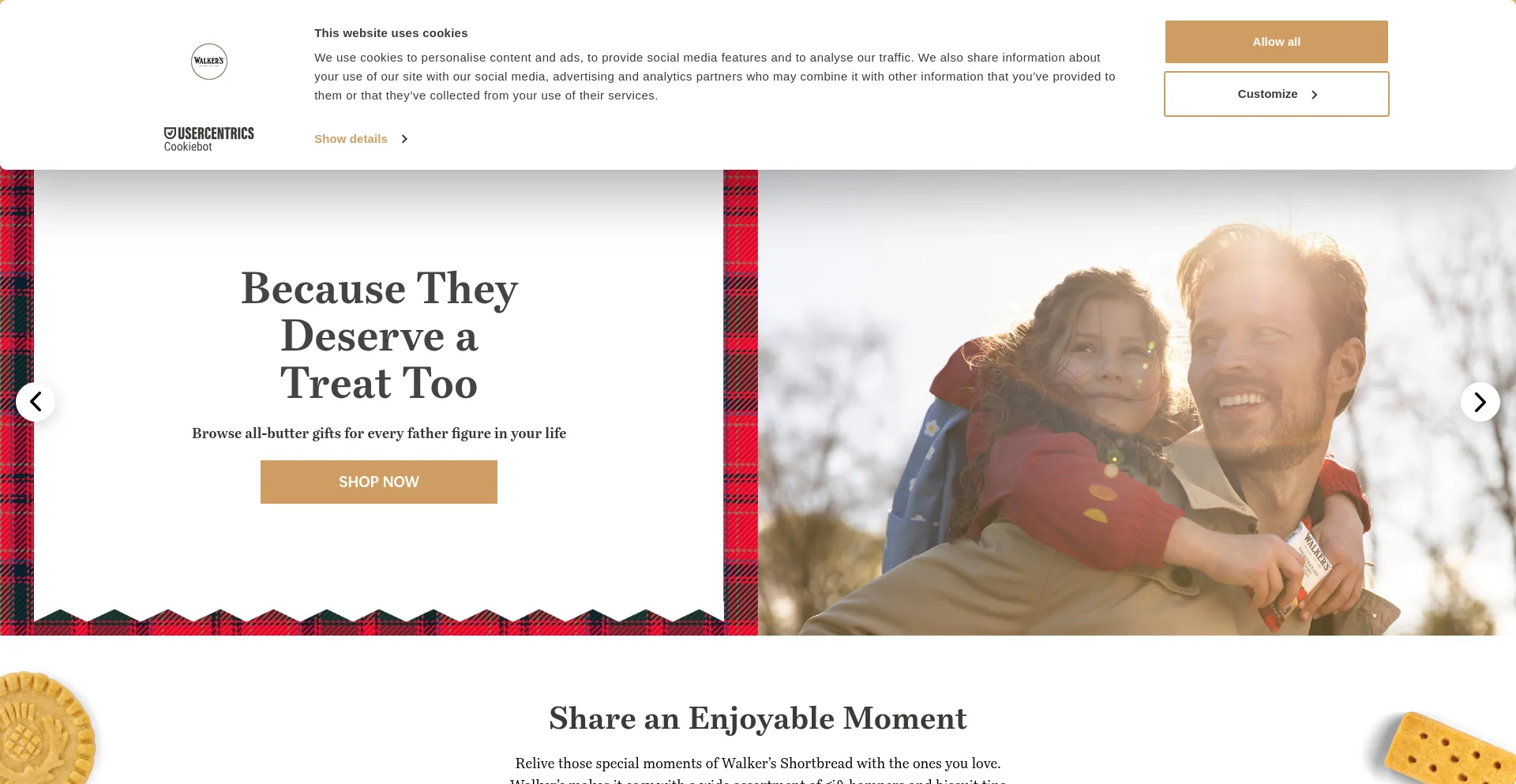 Website screenshot of Walkersshortbread.com
