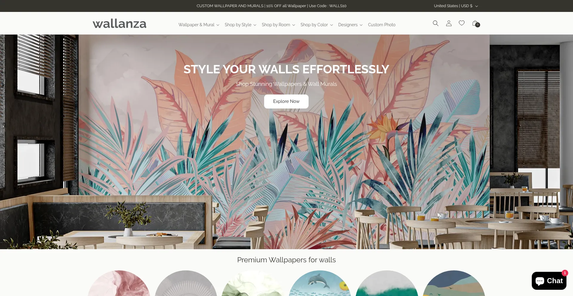 Website screenshot of Wallanza.com