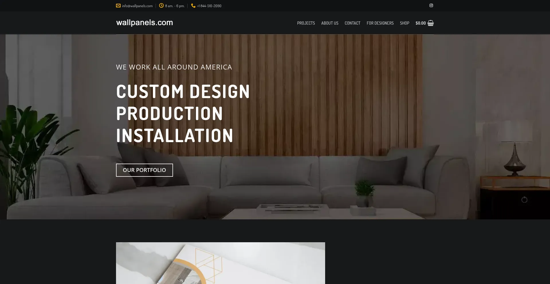 Website screenshot of Wallpanels.com
